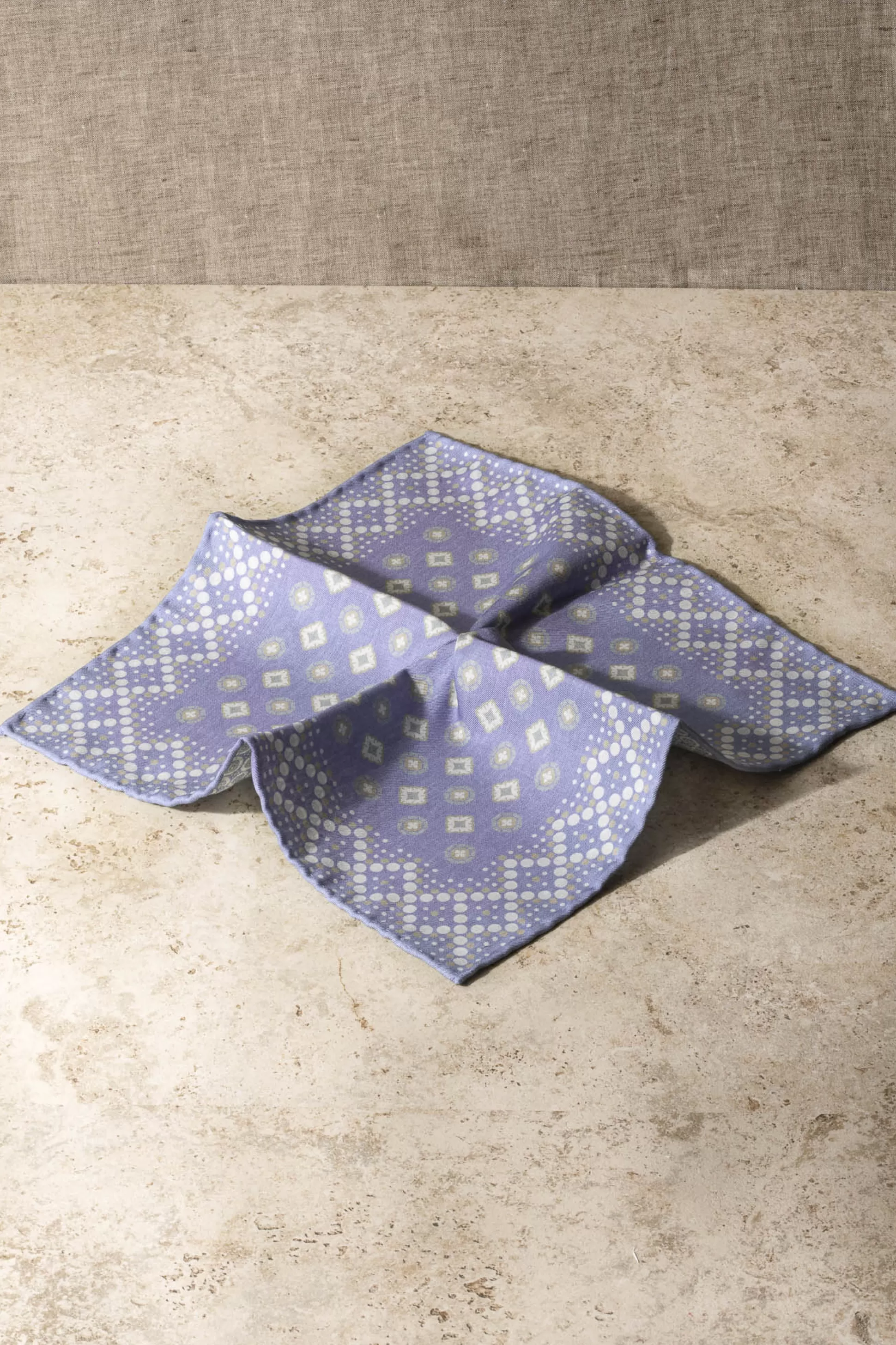 Blue Patterned Reversible Pocket Square - Made In Italy | Pini Parma Flash Sale