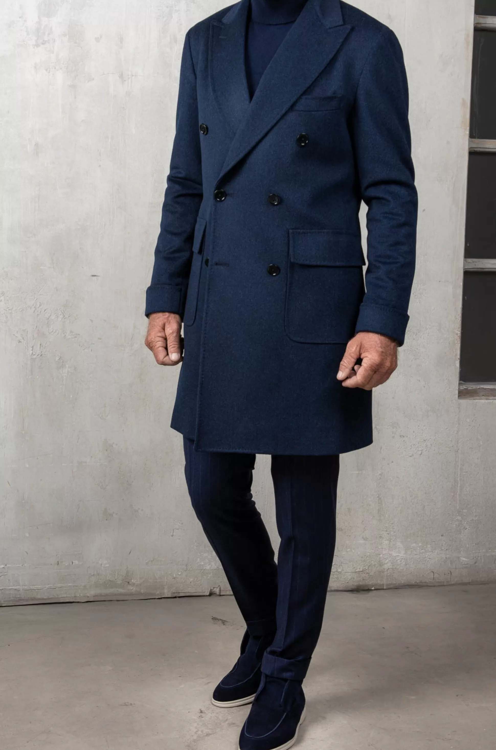 Blue Polo Coat In Loro Piana Wool – Made In Italy | Pini Parma Flash Sale