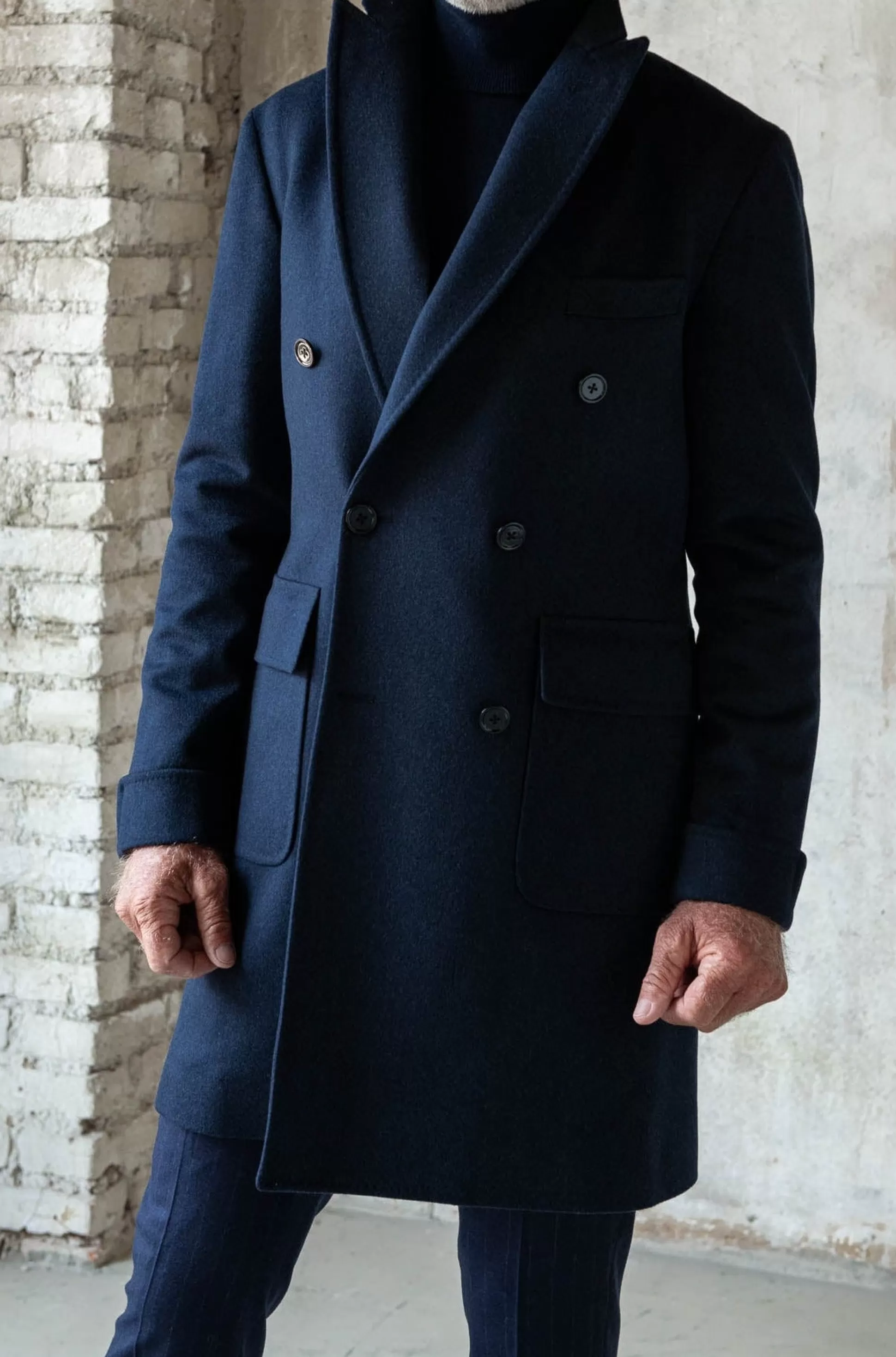 Blue Polo Coat In Loro Piana Wool – Made In Italy | Pini Parma Flash Sale