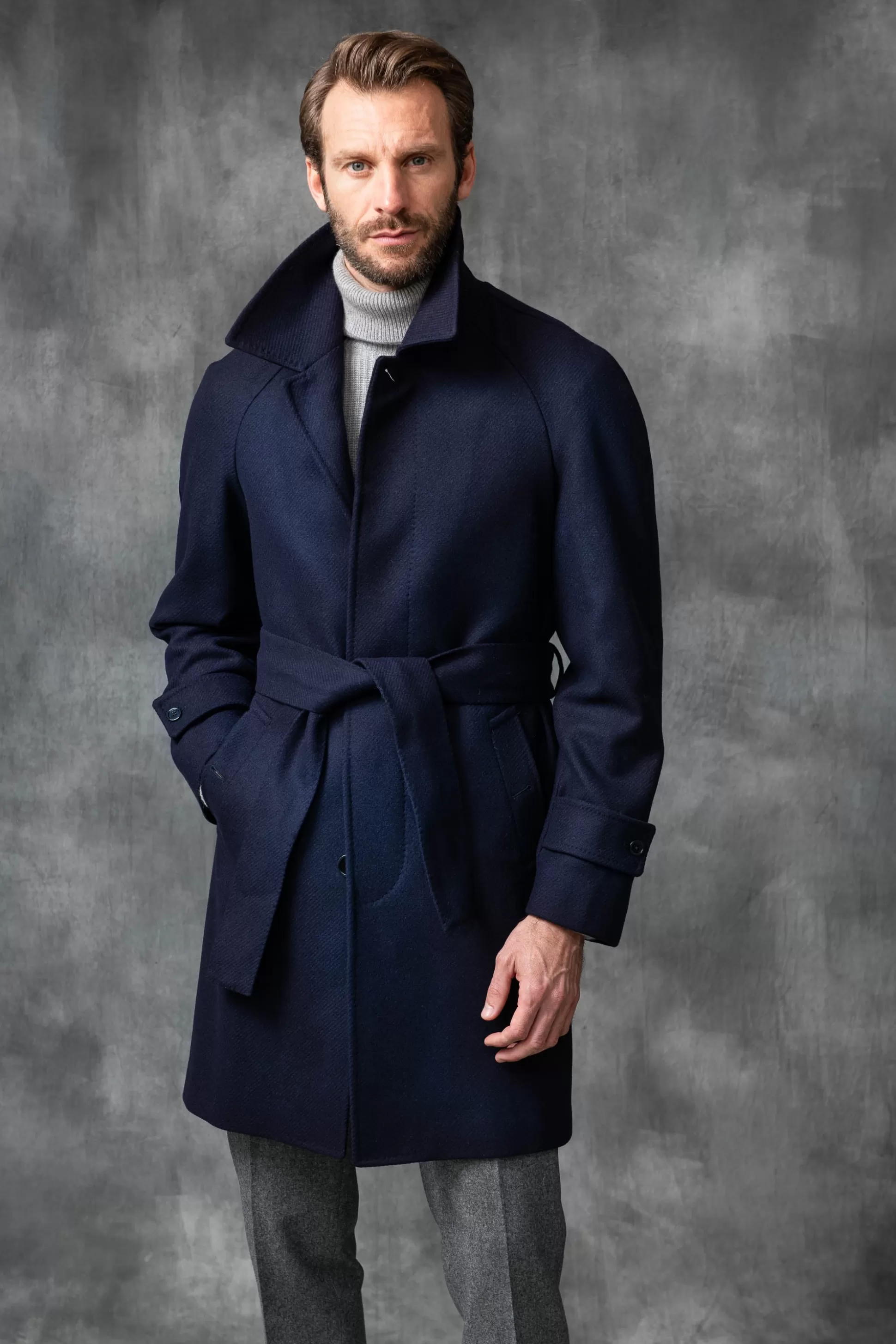 Blue Raglan Coat In Loro Piana Wool – Made In Italy | Pini Parma Cheap