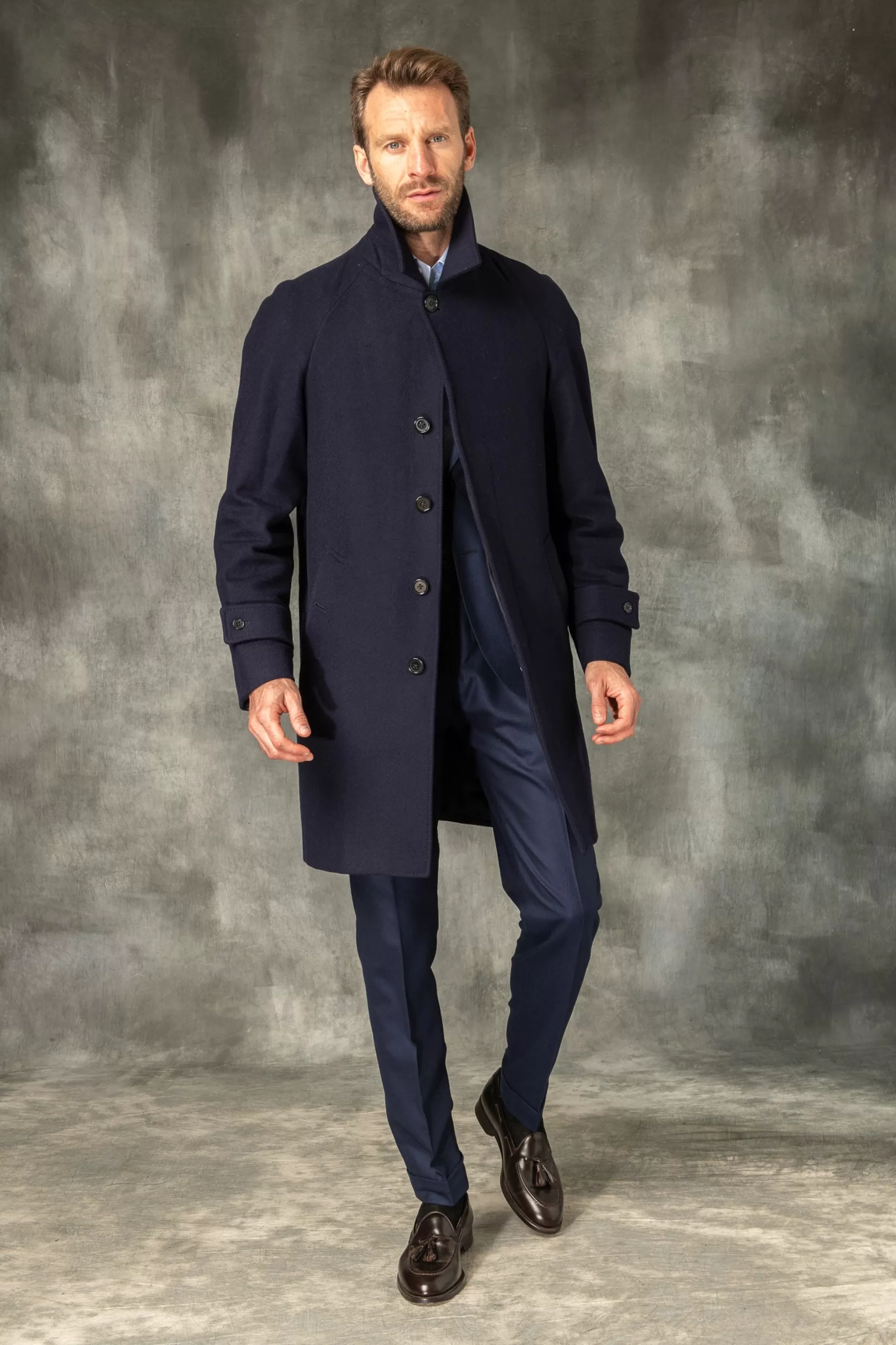 Blue Raglan Coat In Loro Piana Wool – Made In Italy | Pini Parma Cheap