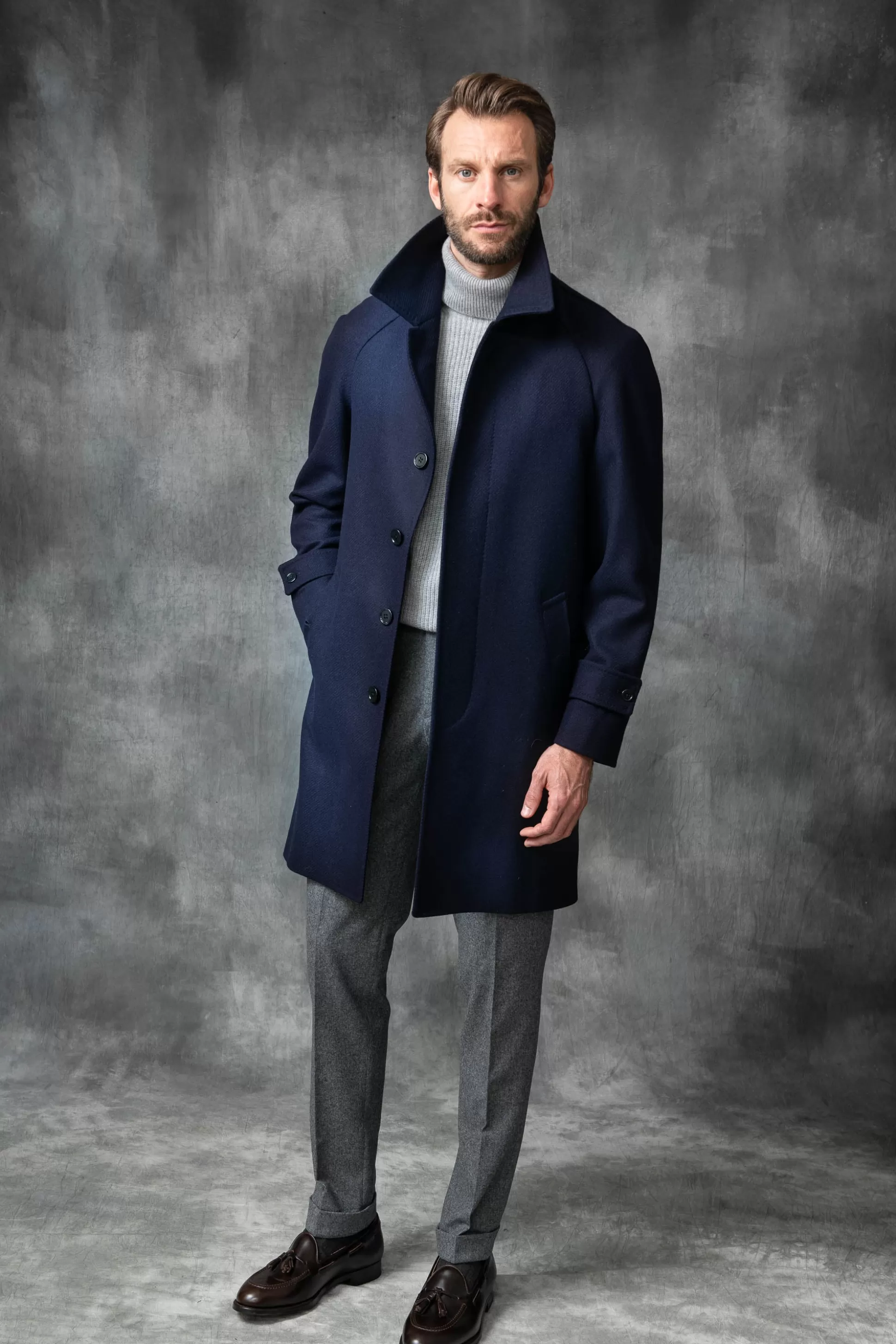 Blue Raglan Coat In Loro Piana Wool – Made In Italy | Pini Parma Cheap