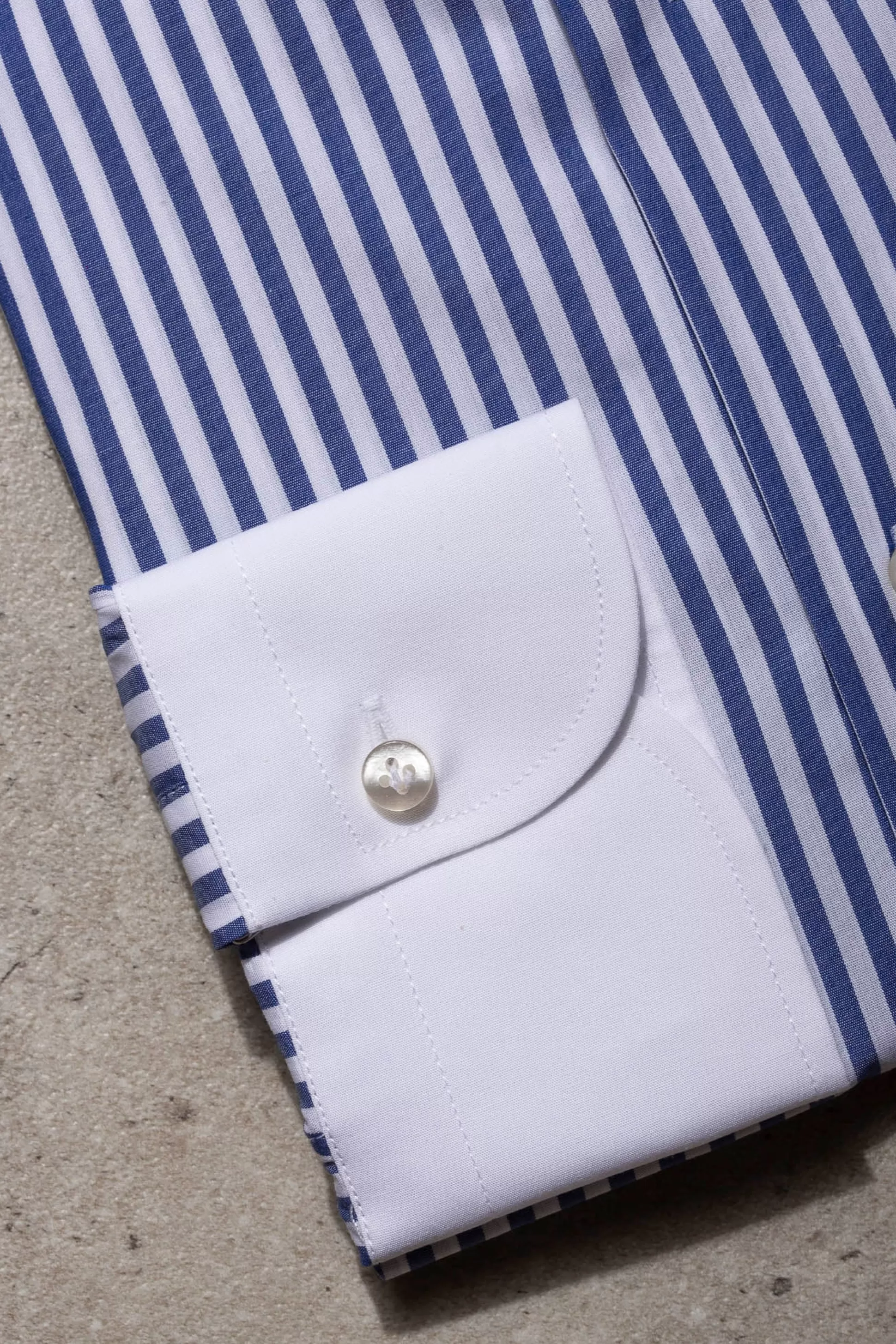 Blue Striped White Collar Shirt Limited Edition - Made In Italy | Pini Parma New