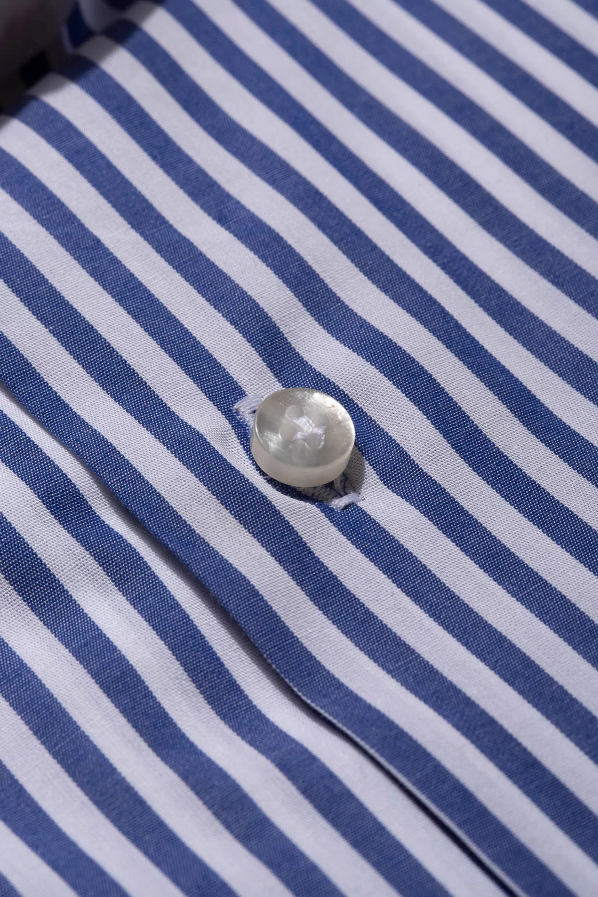 Blue Striped White Collar Shirt Limited Edition - Made In Italy | Pini Parma New