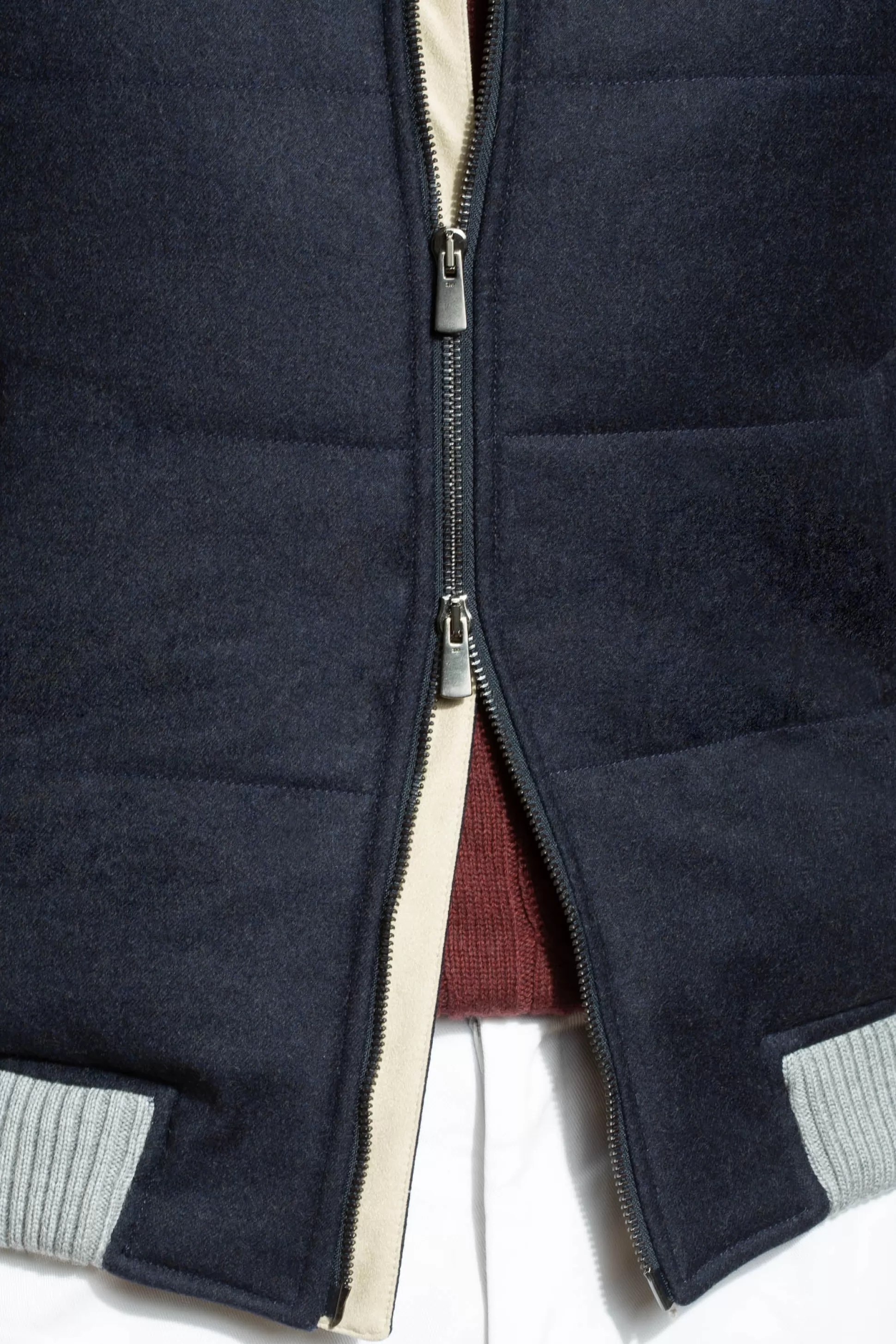 Blue Vest With Zip In Loro Piana Wool With Rain System®– Made In Italy | Pini Parma Discount