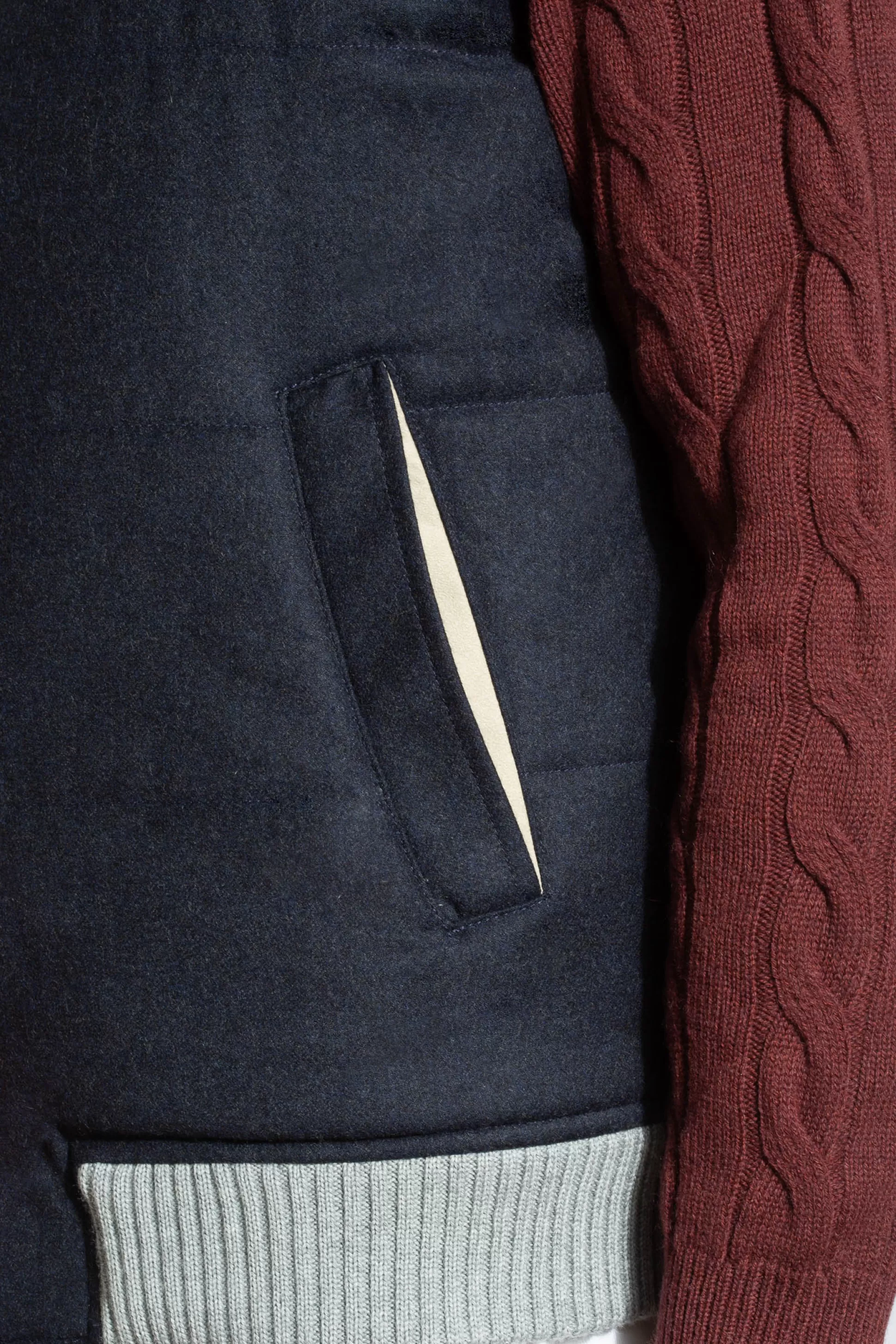 Blue Vest With Zip In Loro Piana Wool With Rain System®– Made In Italy | Pini Parma Discount