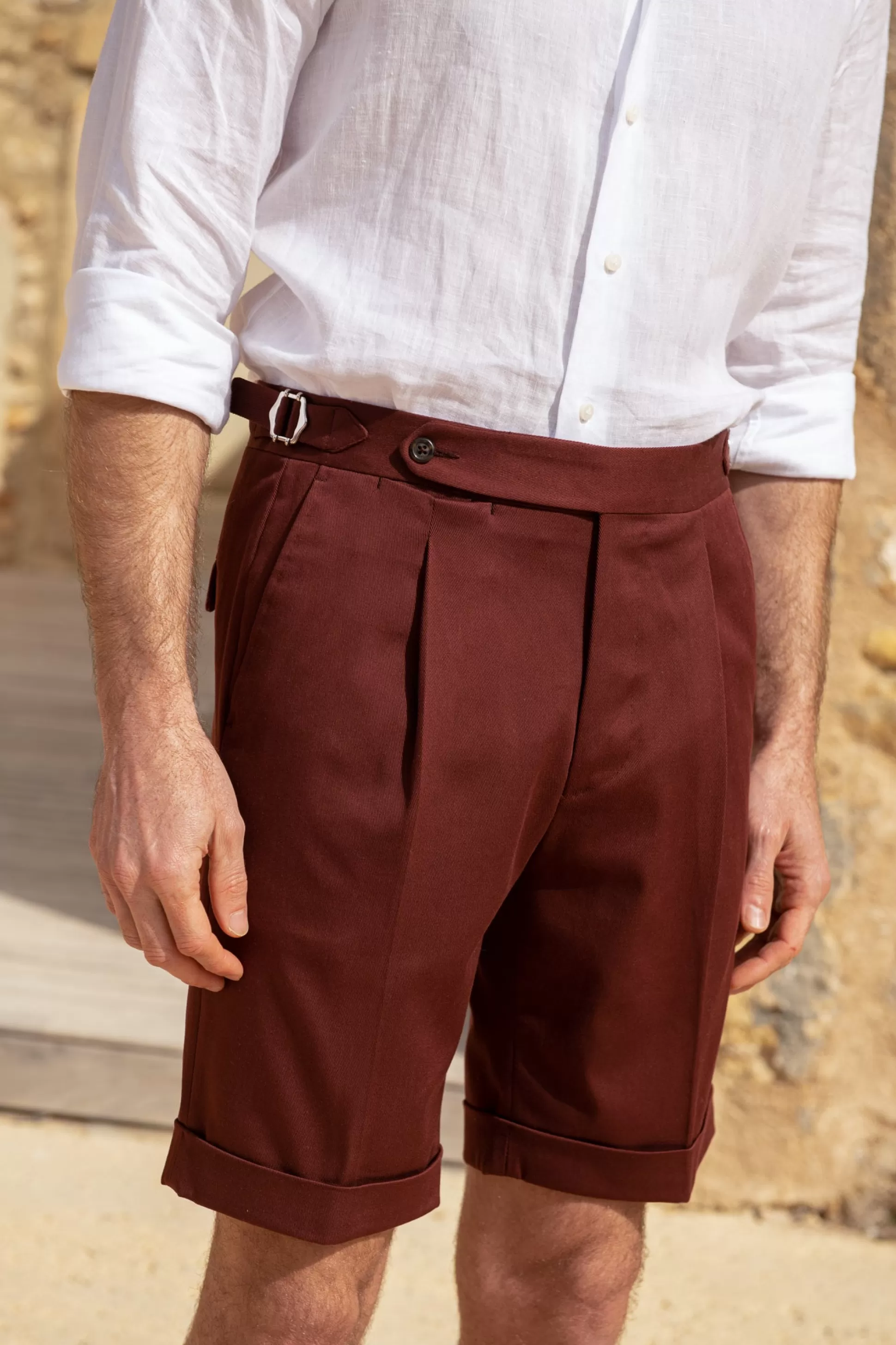 Bordeaux Cotton Shorts - Made In Italy | Pini Parma Store