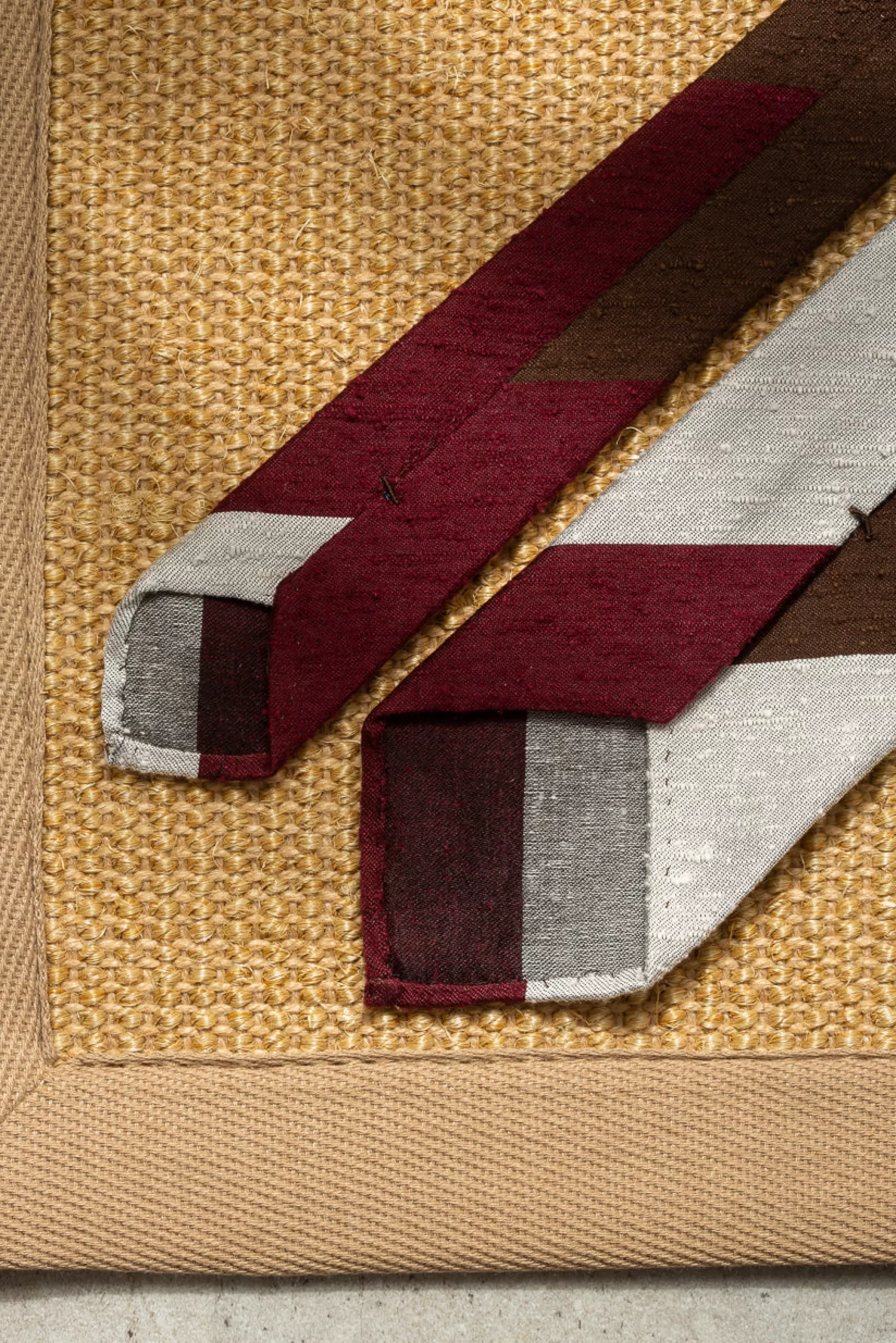 Brown And Bordeaux Shantung Tie - Hand Made In Italy | Pini Parma Sale
