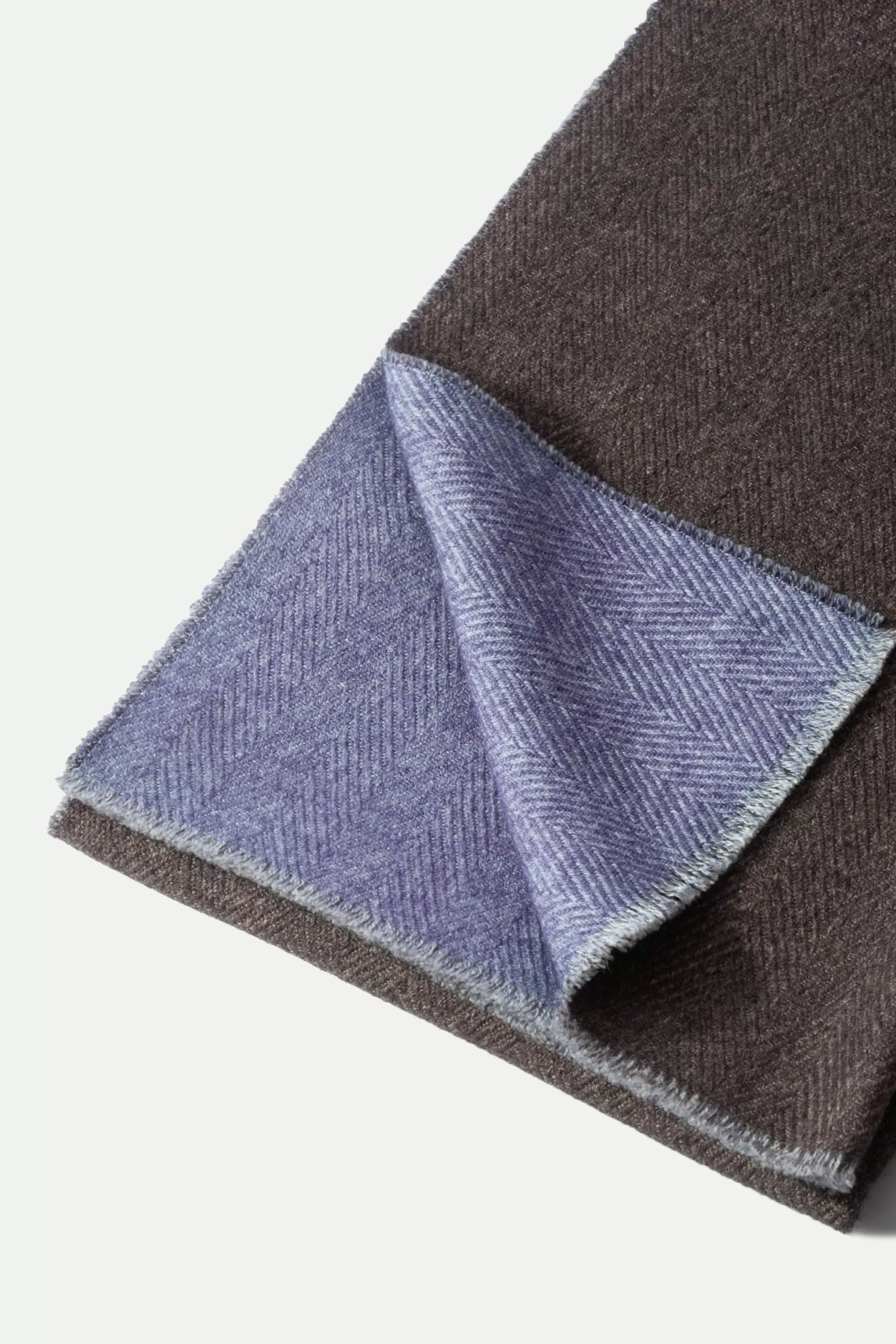 Brown And Light Blue Reversible Herringbone Scarf - Made In Italy | Pini Parma Best Sale