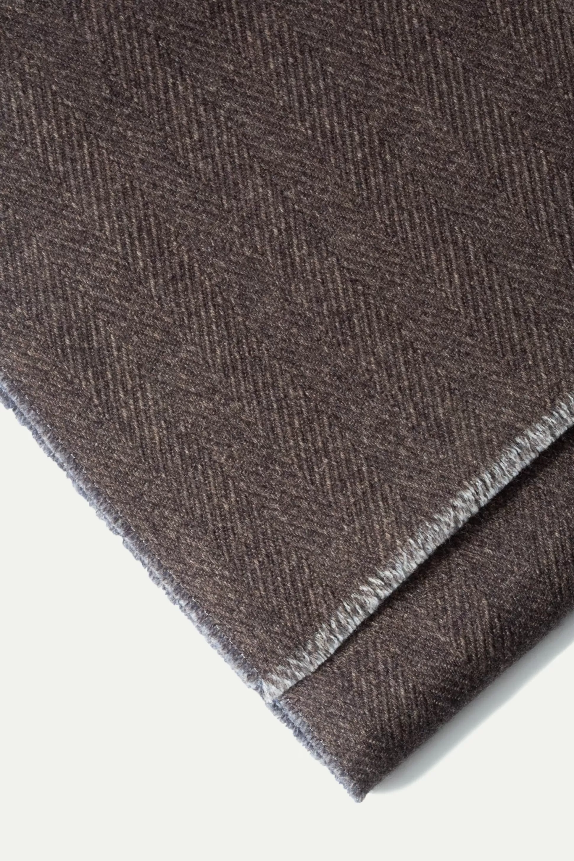 Brown And Light Blue Reversible Herringbone Scarf - Made In Italy | Pini Parma Best Sale