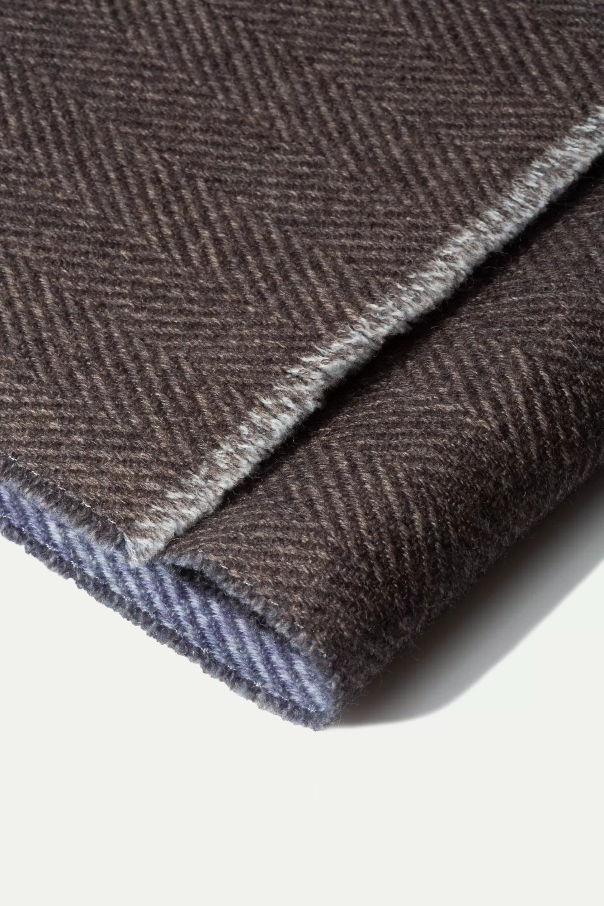 Brown And Light Blue Reversible Herringbone Scarf - Made In Italy | Pini Parma Best Sale