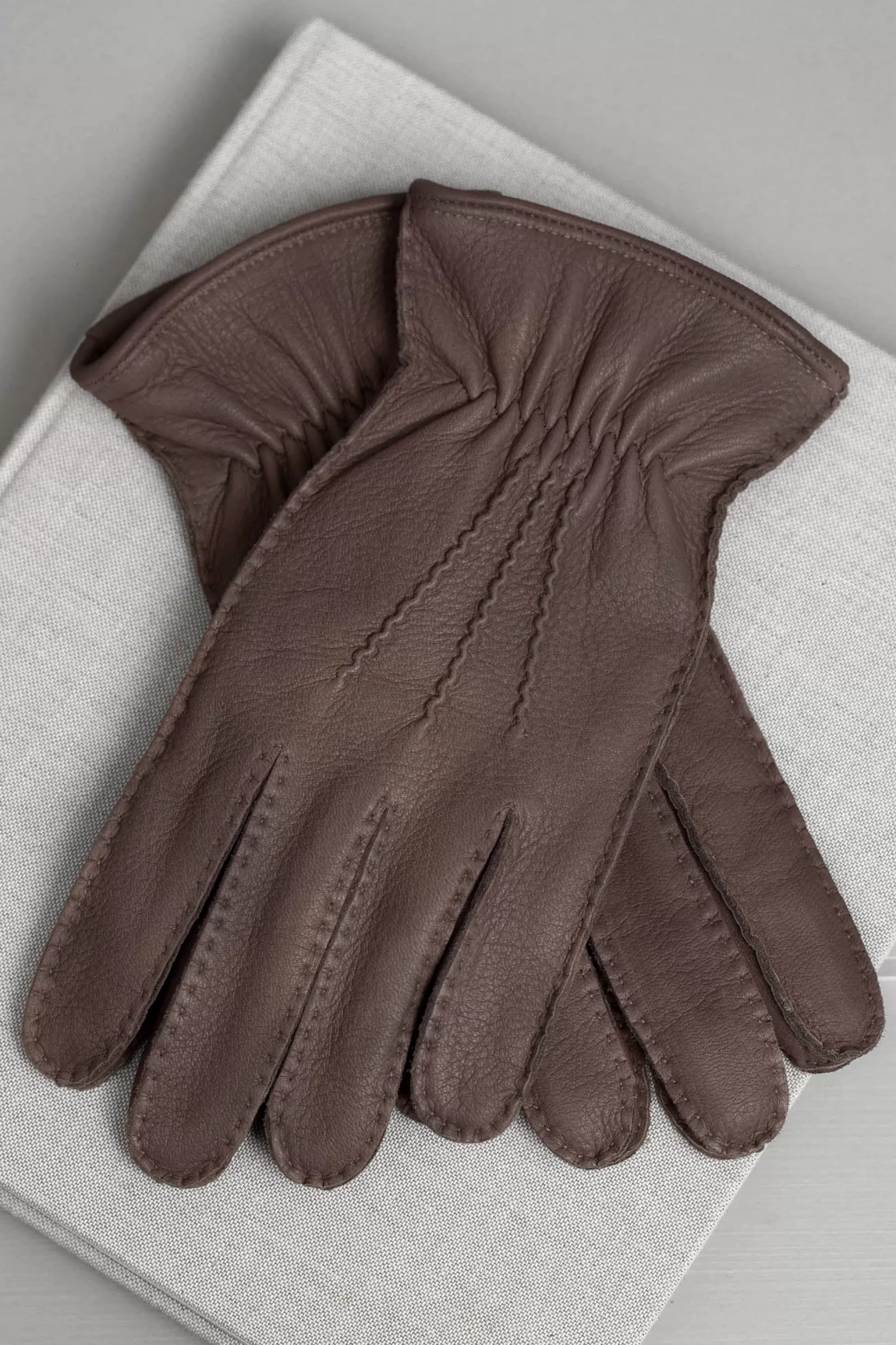 Brown Cashmere Lined Deerskin Leather Gloves - Made In Italy | Pini Parma Best