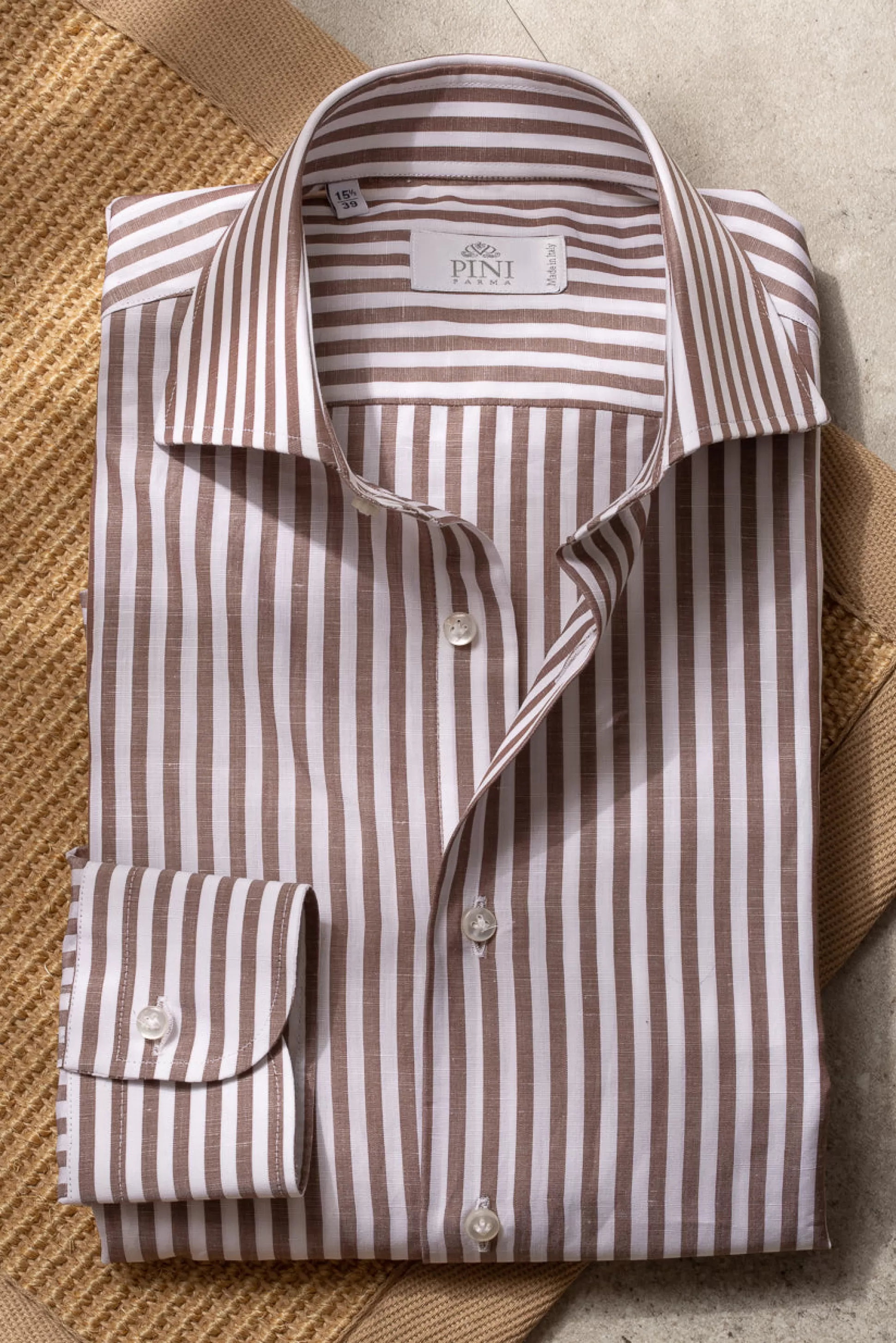 Brown Striped Shirt- Made In Italy | Pini Parma Store