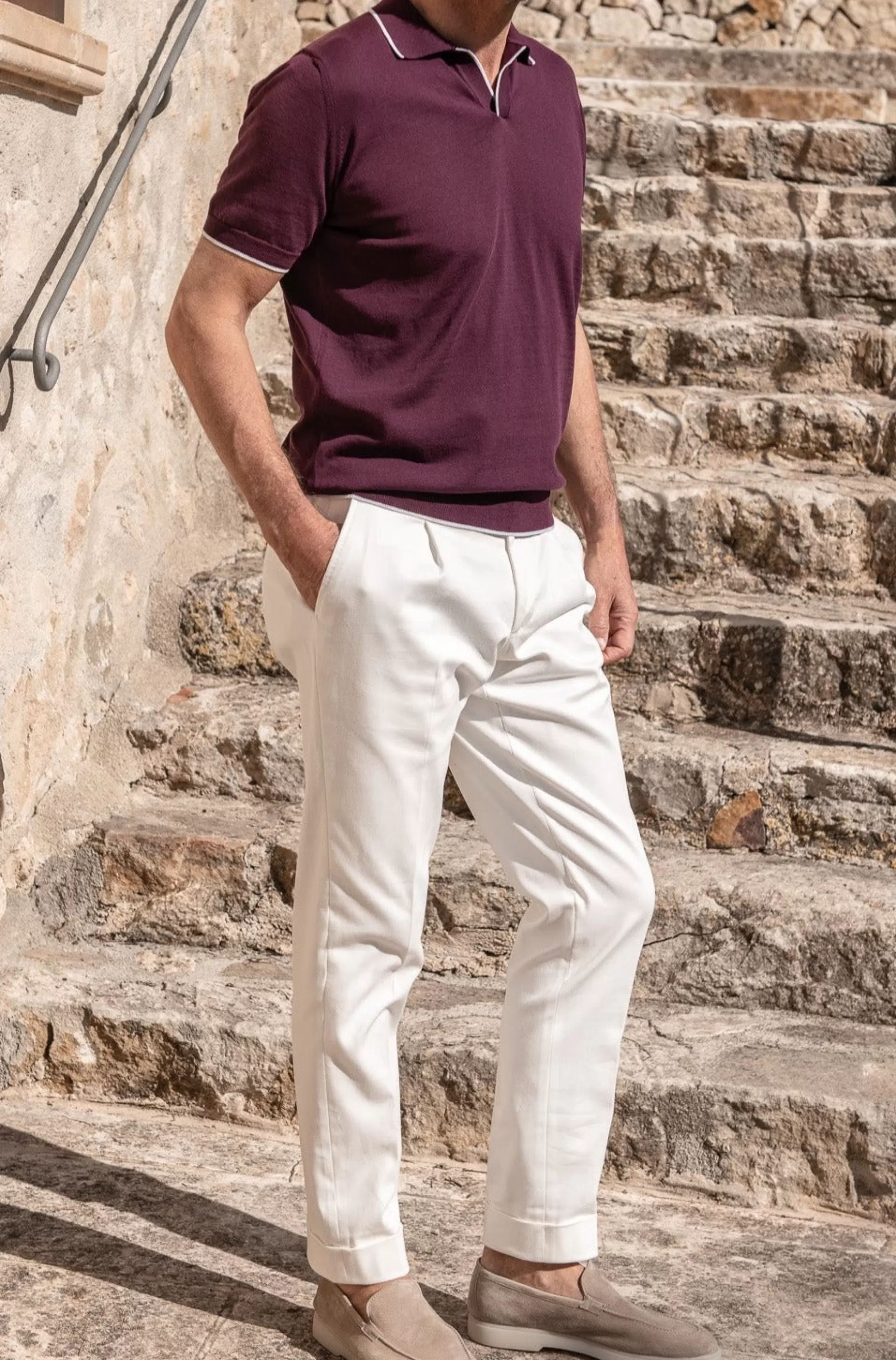 Burgundy Cotton Polo - Made In Italy | Pini Parma Discount