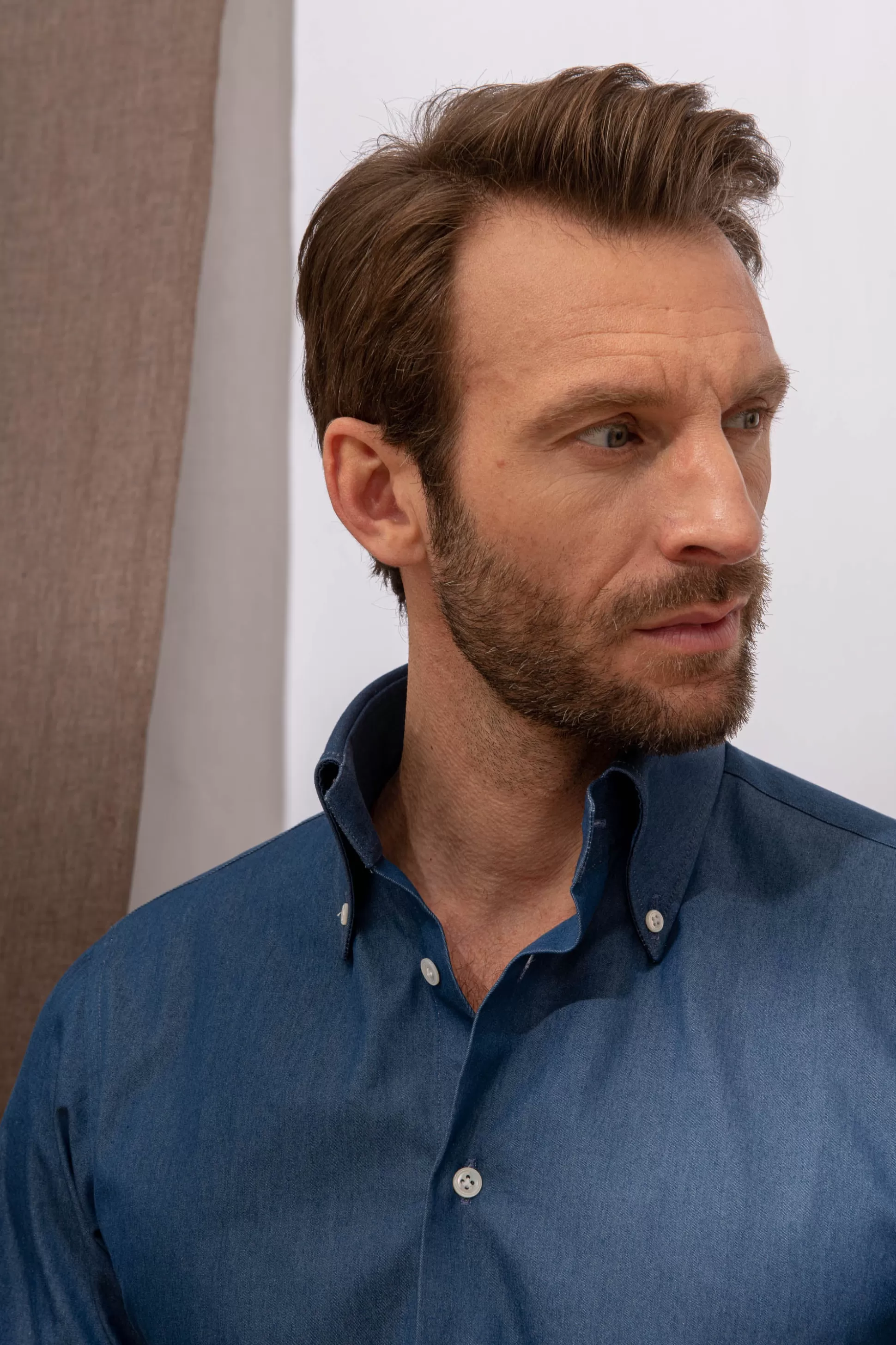 Button Down Denim Shirt "Sartoriale Collection" - Made In Italy | Pini Parma Hot