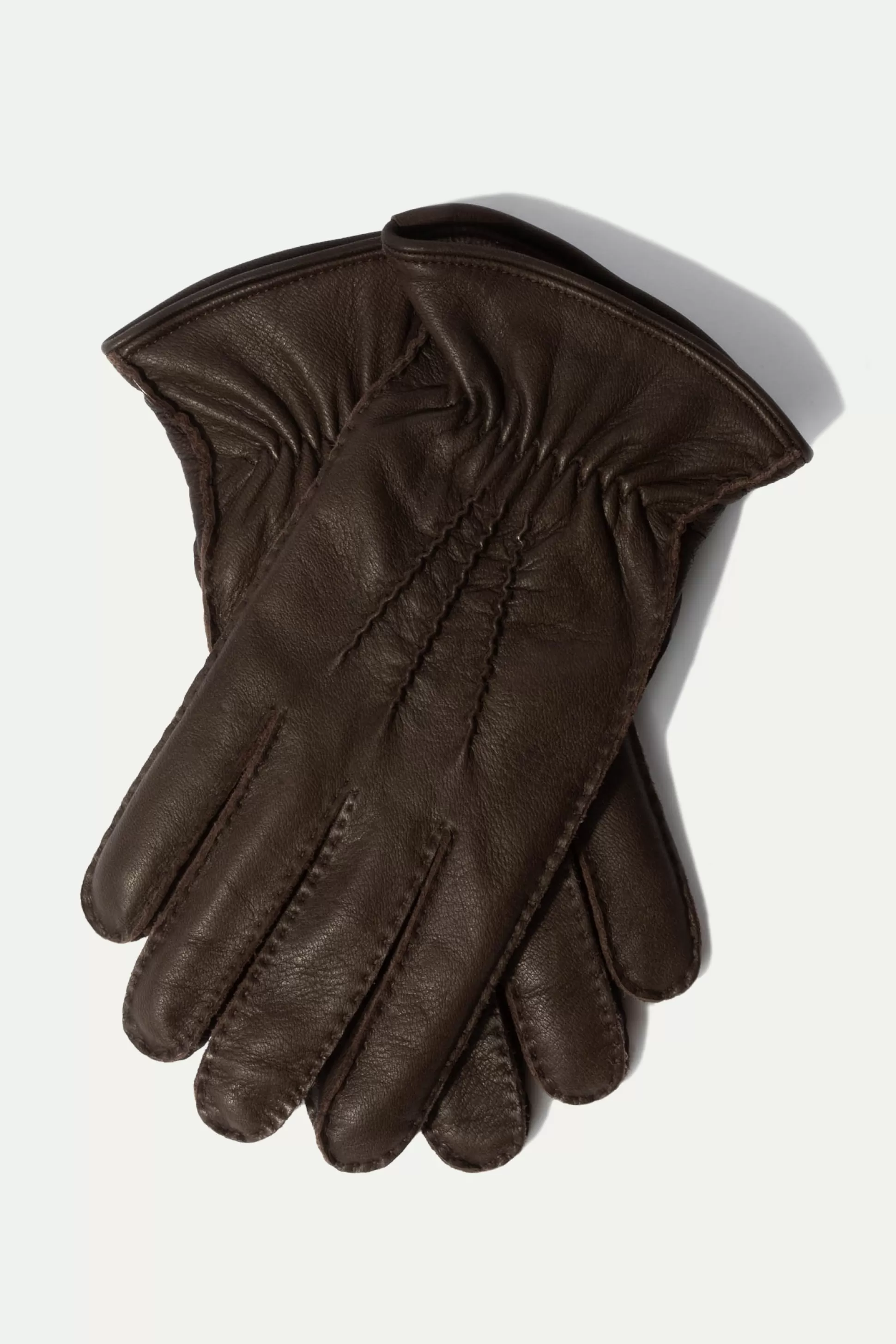 Dark Brown Cashmere Lined Deerskin Leather Gloves - Made In Italy | Pini Parma New