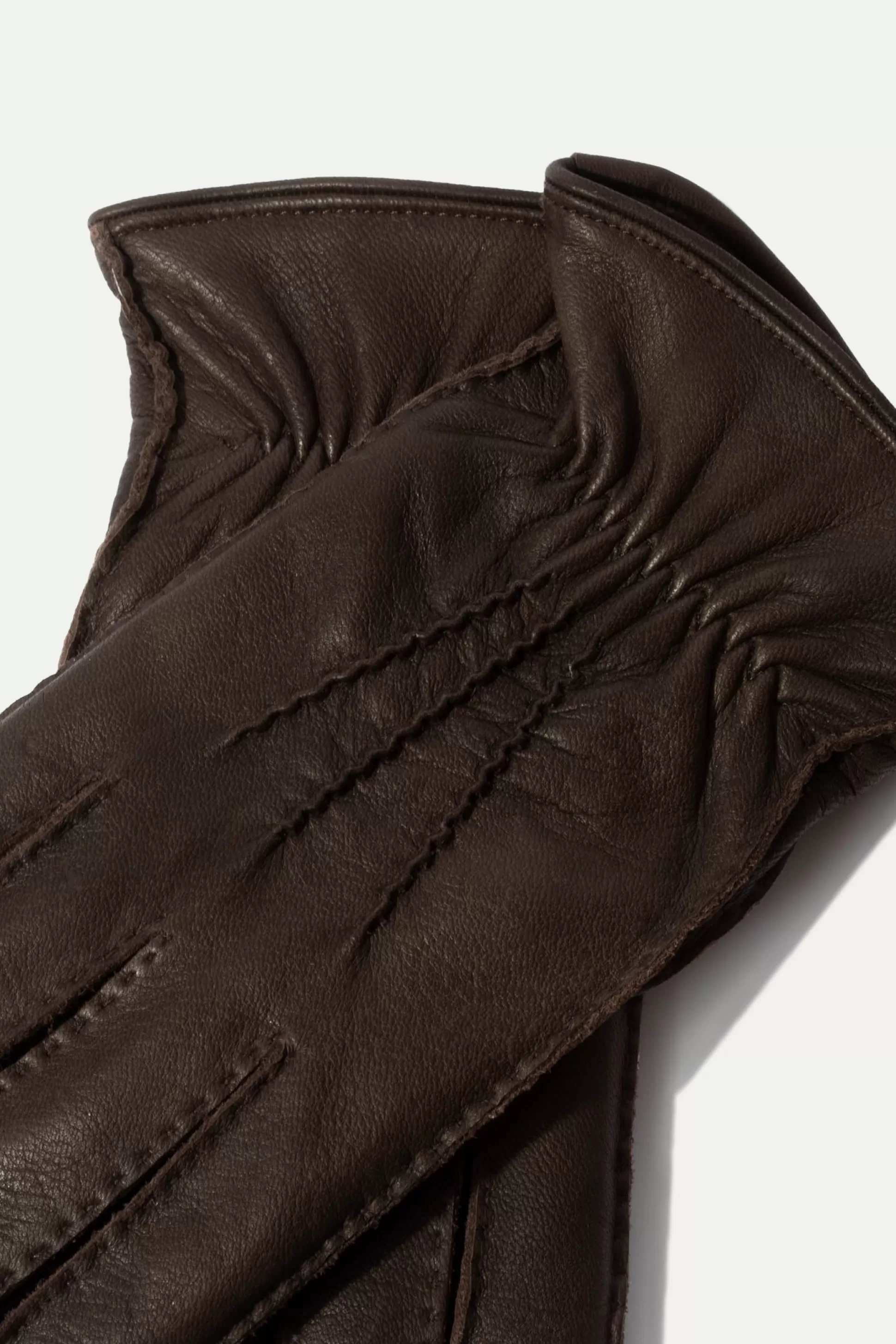 Dark Brown Cashmere Lined Deerskin Leather Gloves - Made In Italy | Pini Parma New
