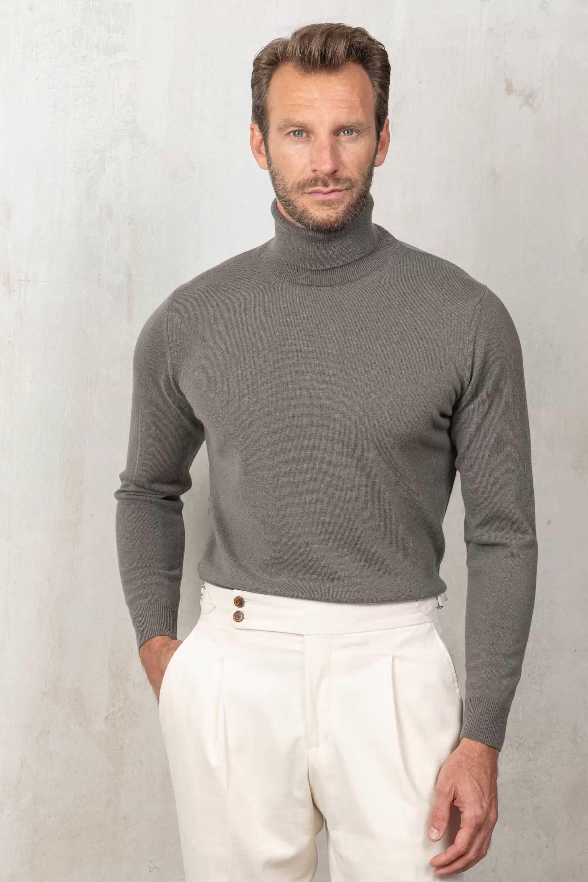 Dark Taupe Cashmere Turtleneck – Made In Italy | Pini Parma Sale