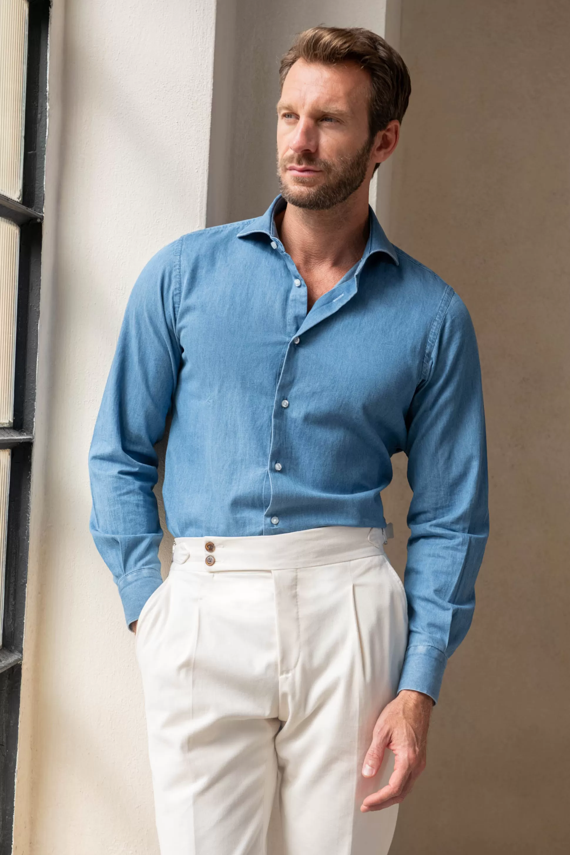 Denim Blue Shirt - Made In Italy | Pini Parma Cheap