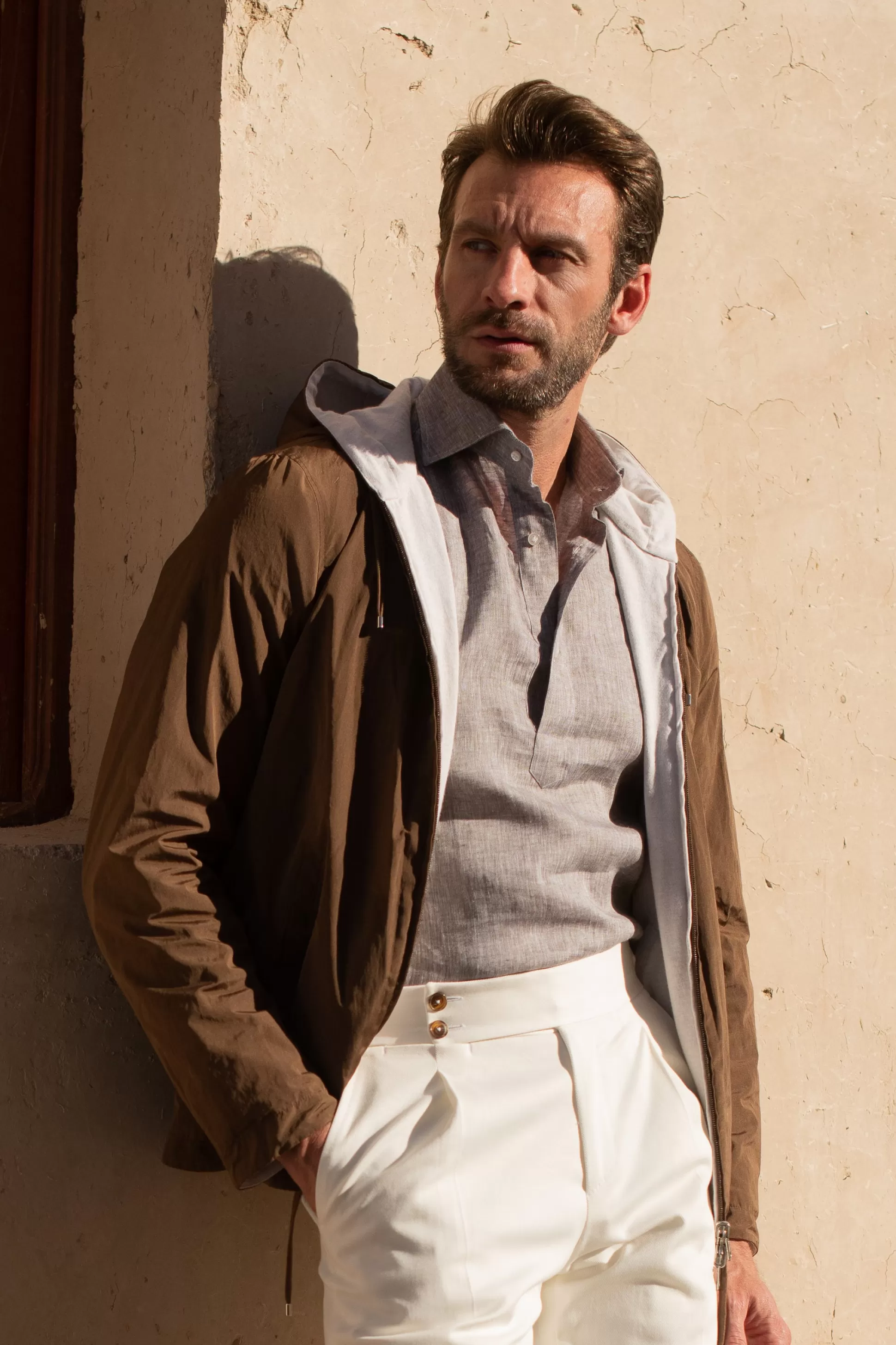 Desert Linen Popover Shirt - Made In Italy | Pini Parma Shop