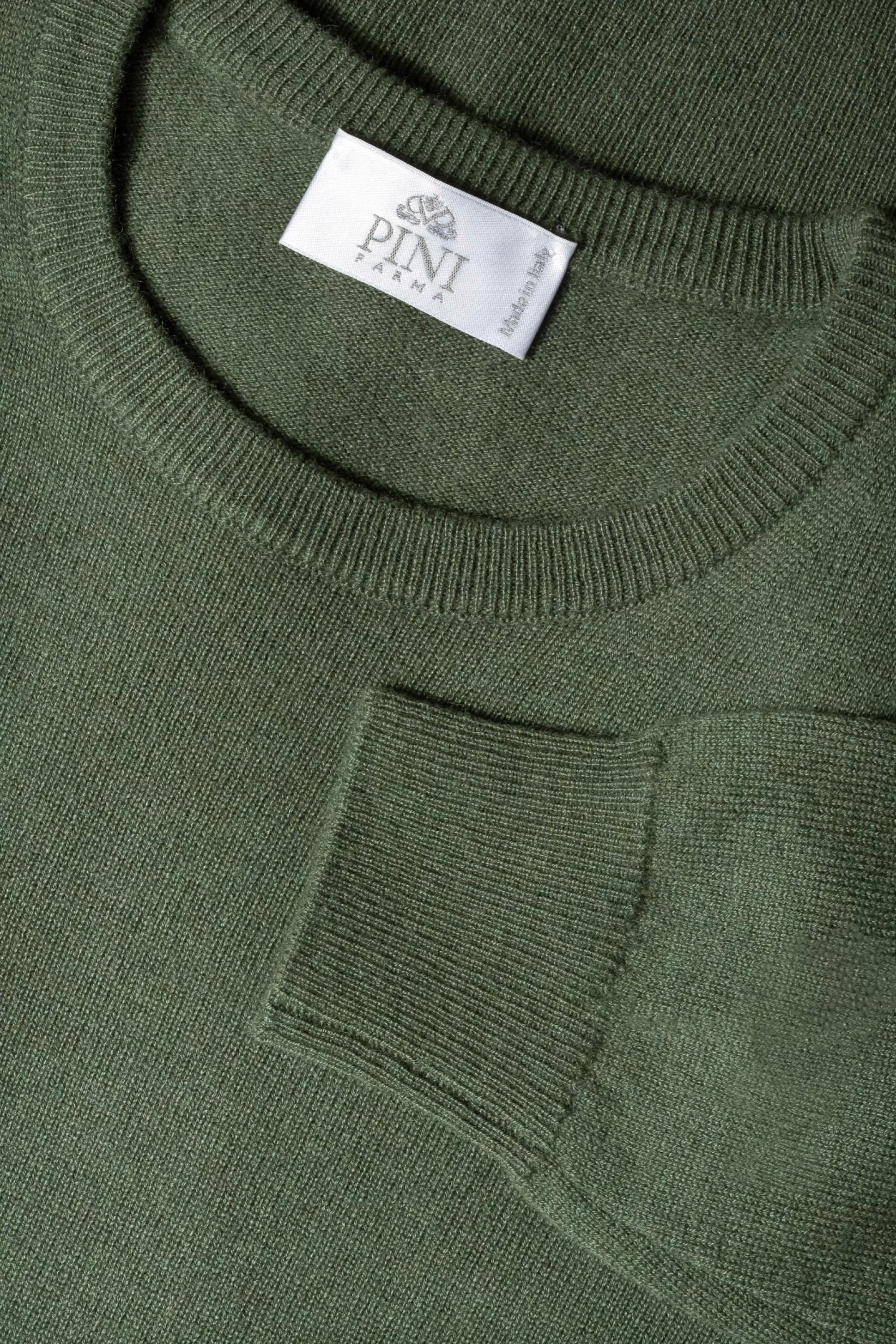 Green Cashmere Round Neck – Made In Italy | Pini Parma Flash Sale