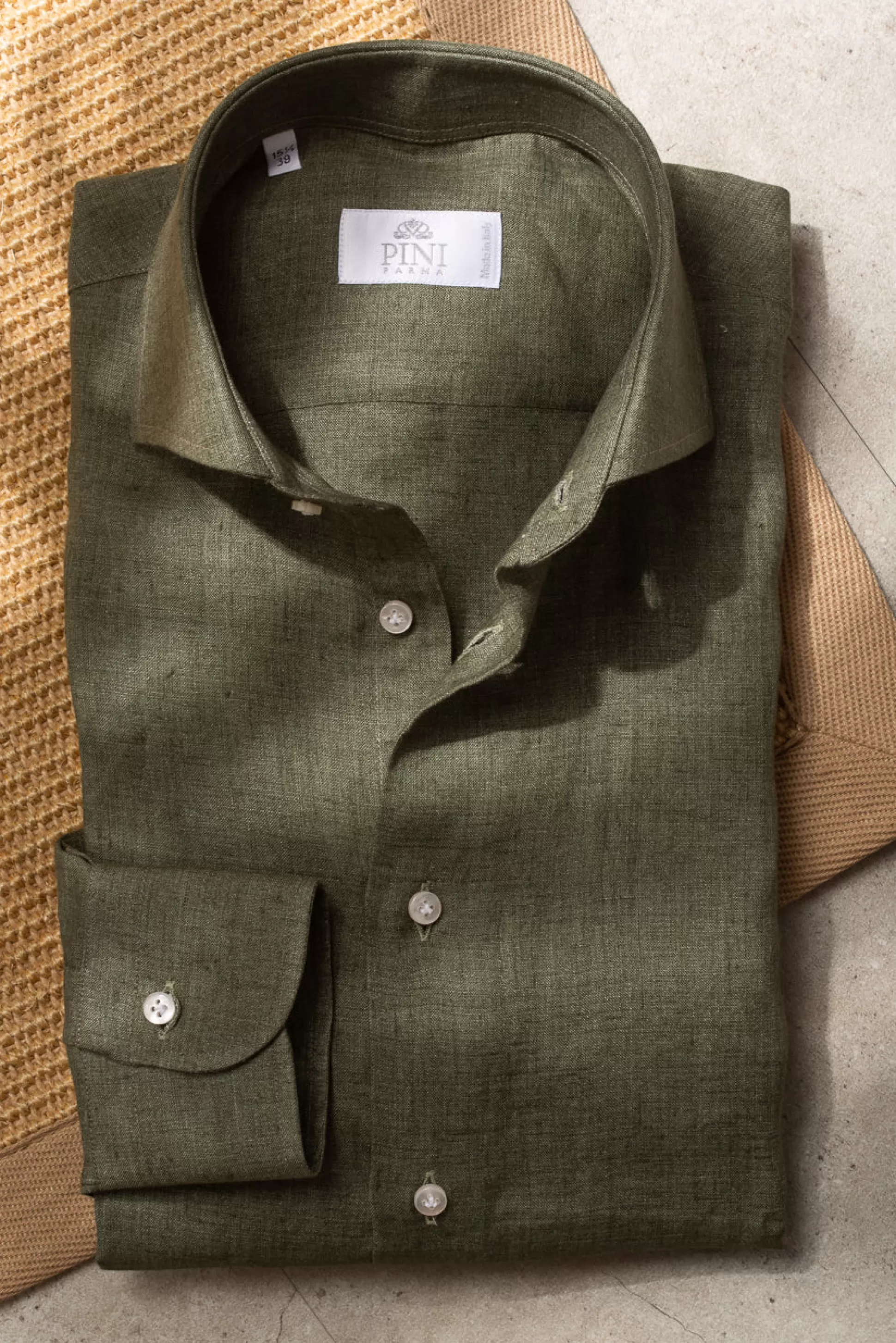 Green Linen Shirt - Made In Italy | Pini Parma Fashion