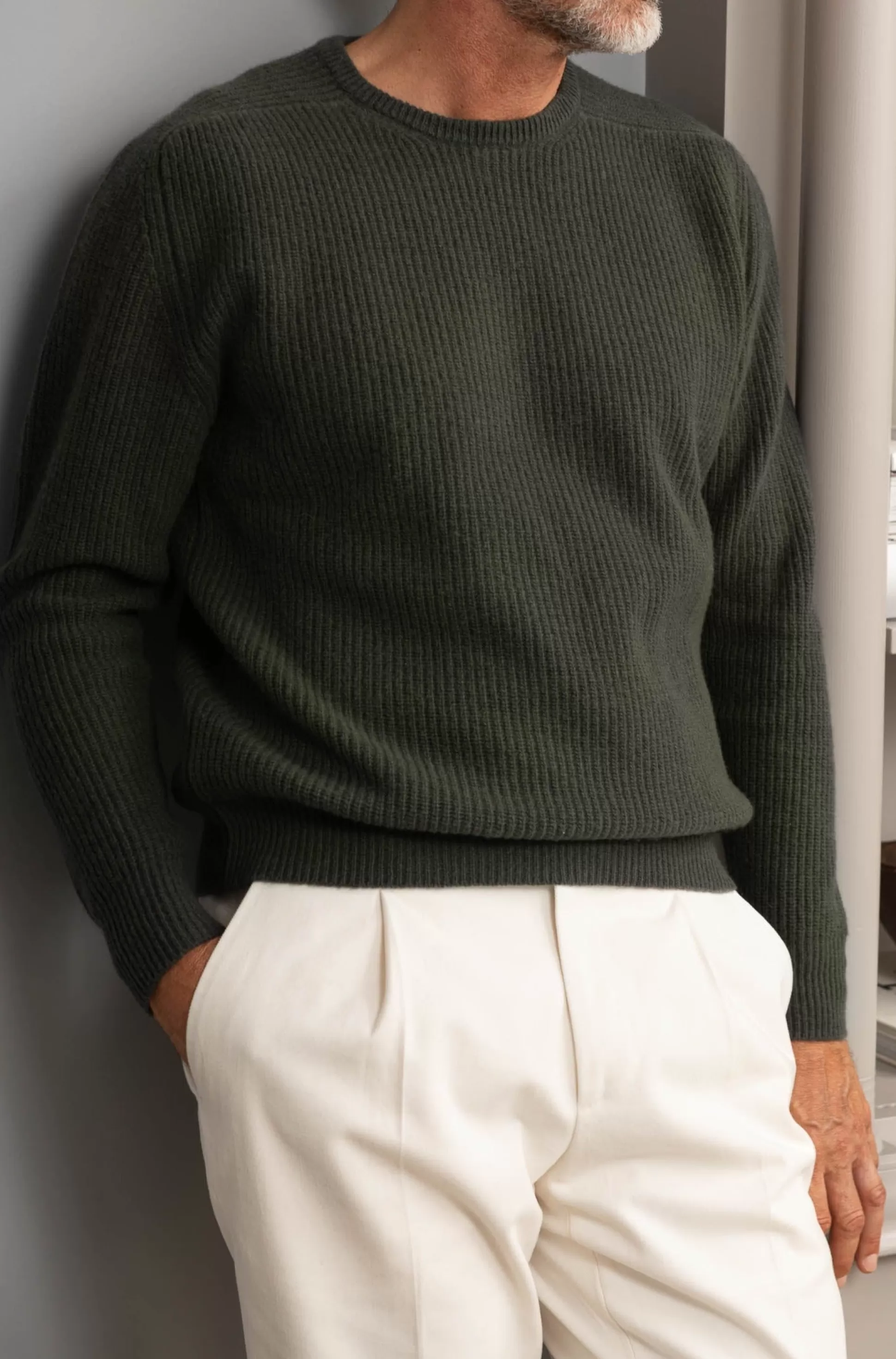 Green Ribbed Crew Neck – Made In Italy | Pini Parma Best Sale