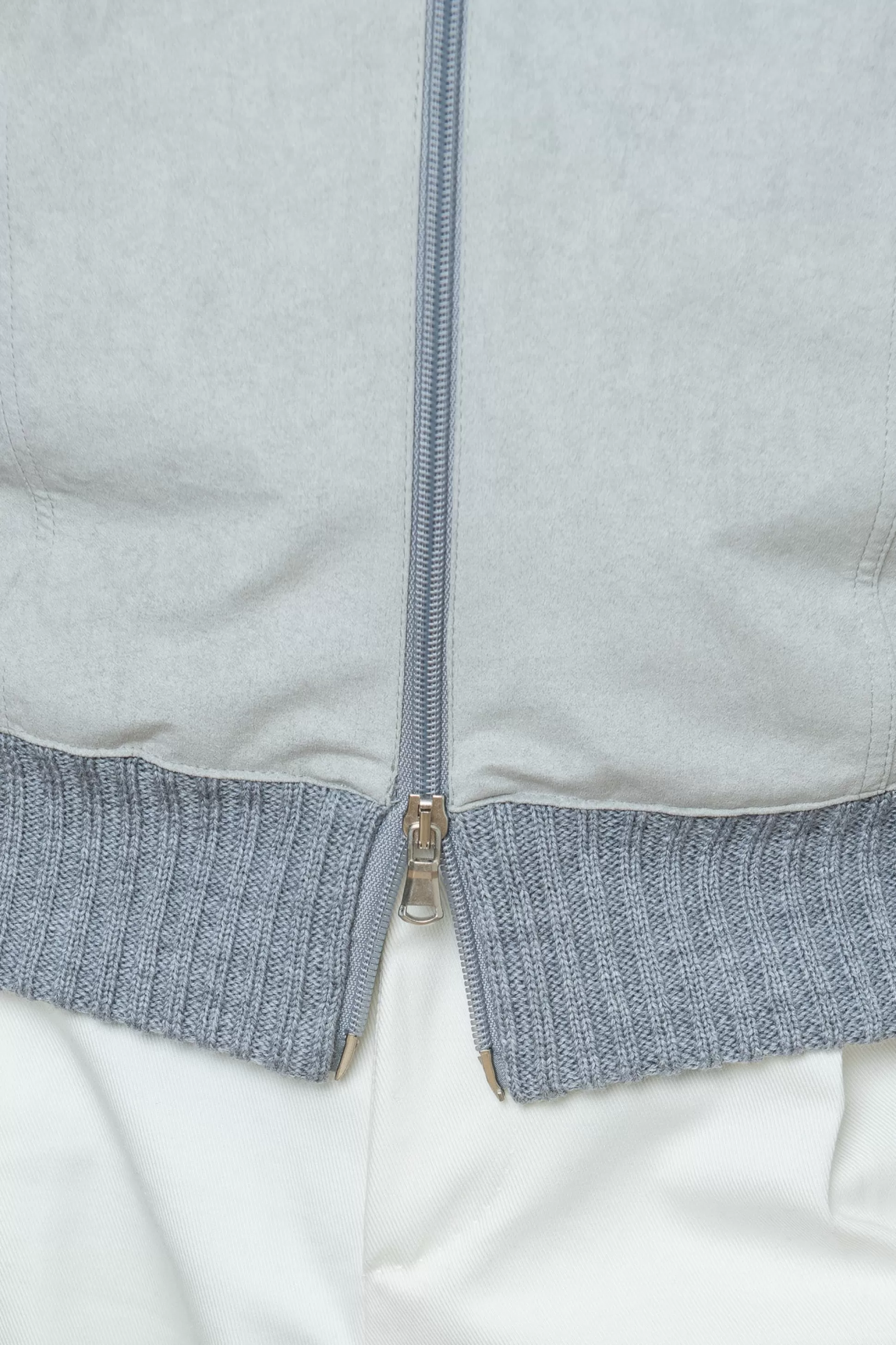 Grey And Light Grey Cardigan - Alcantara & Wool - Made In Italy | Pini Parma Hot