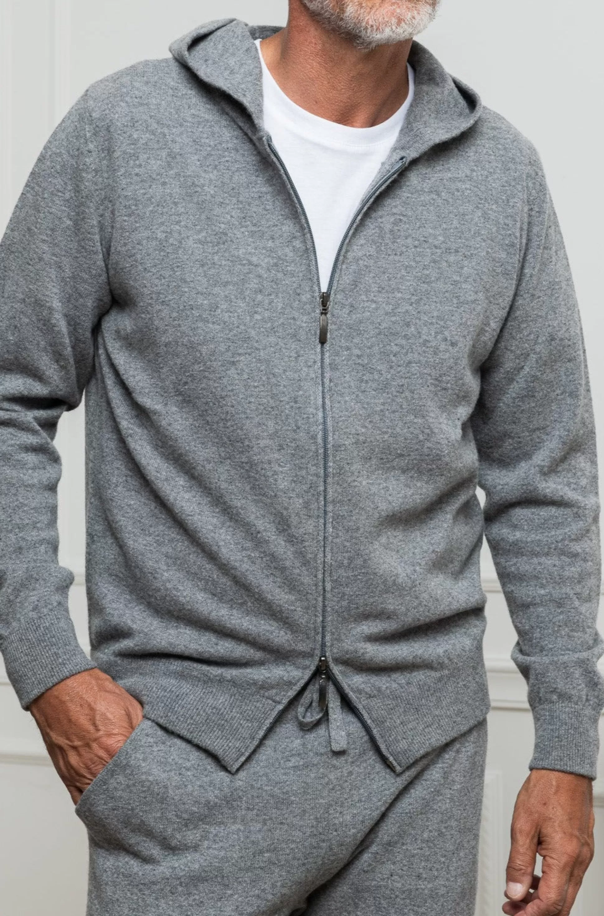 Grey Leisure Zip Hoodie - Made In Italy | Pini Parma Best Sale