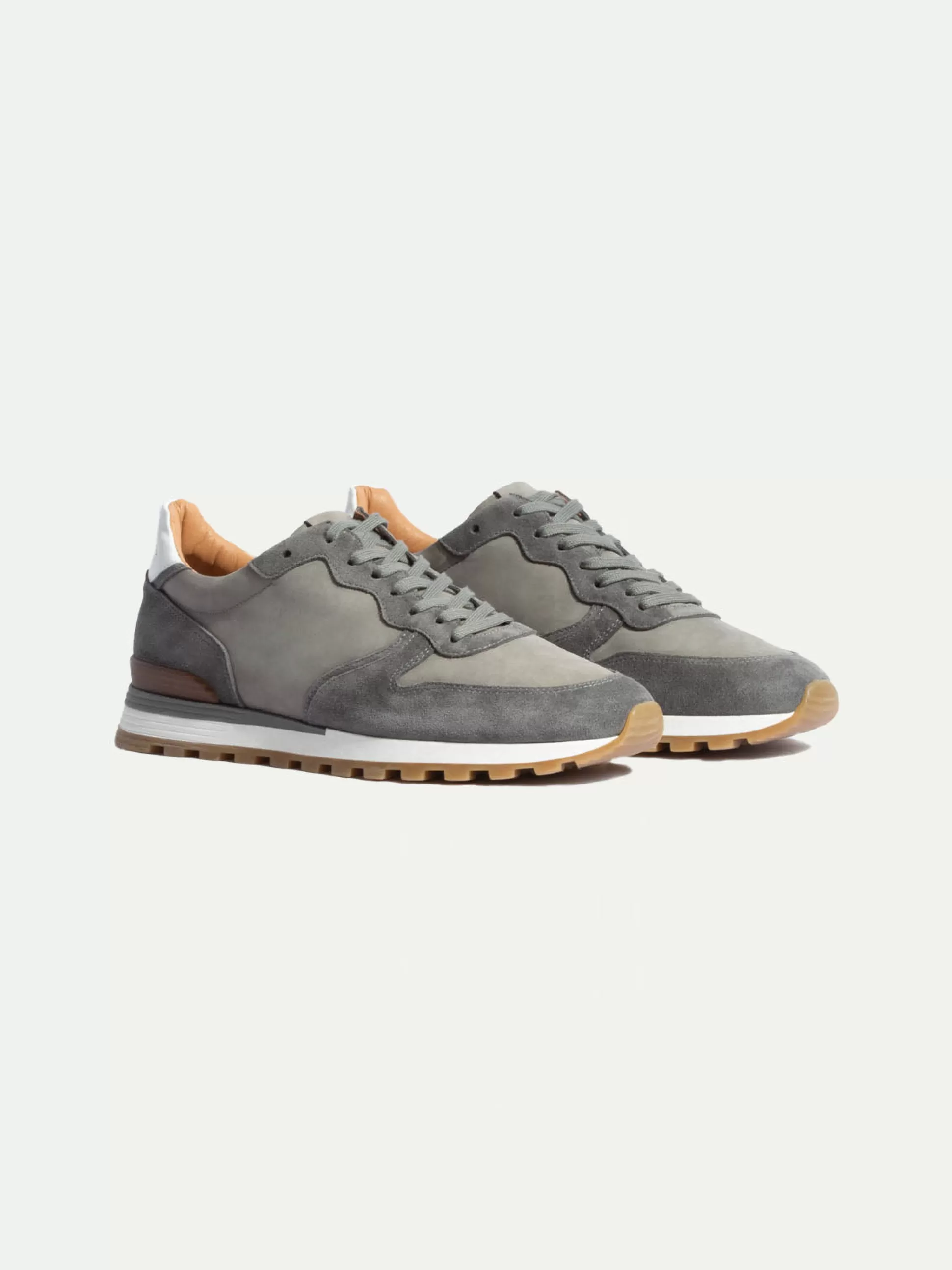 Grey Nabuk And Suede Runners - Made In Italy | Pini Parma Online