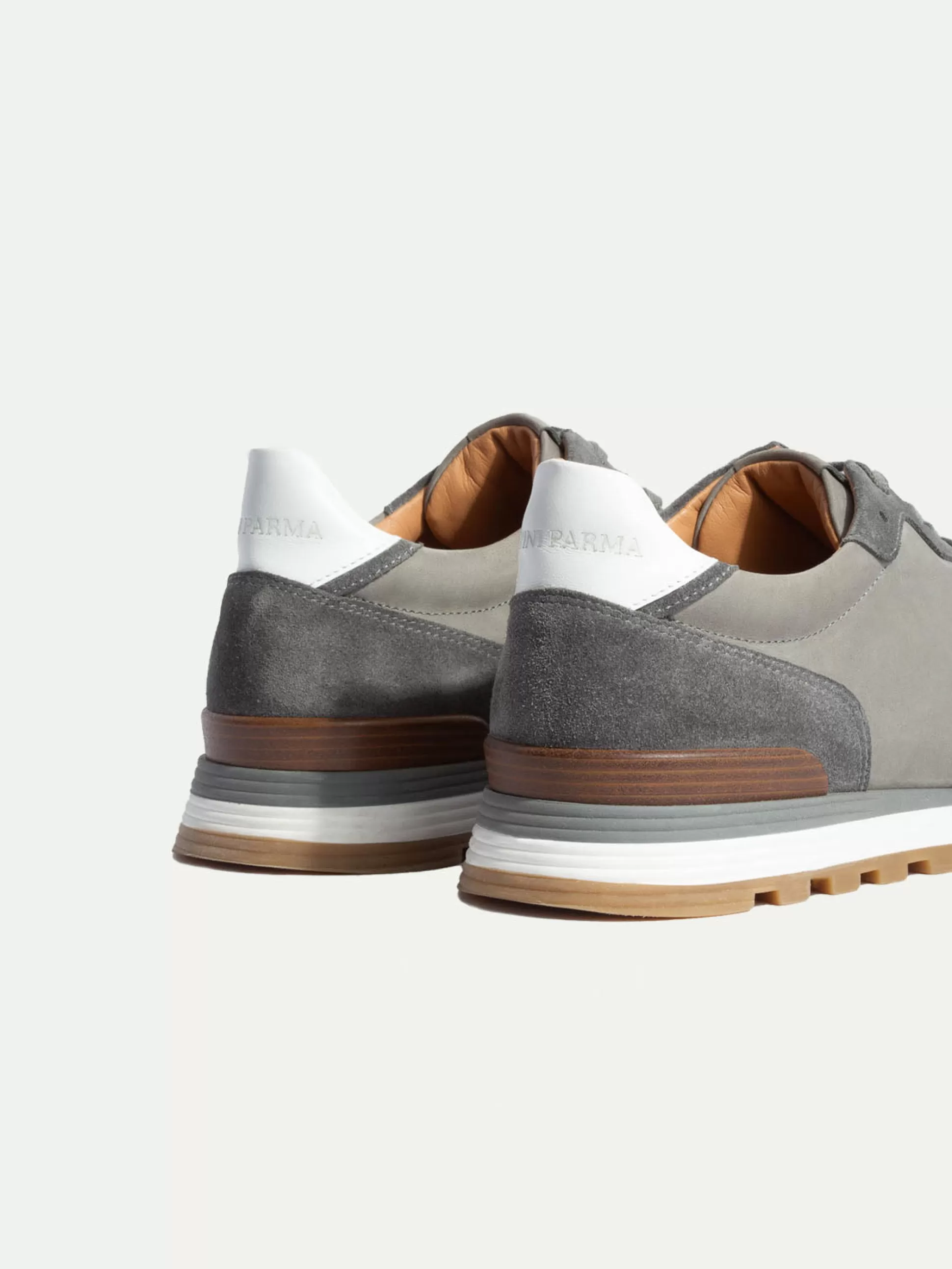 Grey Nabuk And Suede Runners - Made In Italy | Pini Parma Online