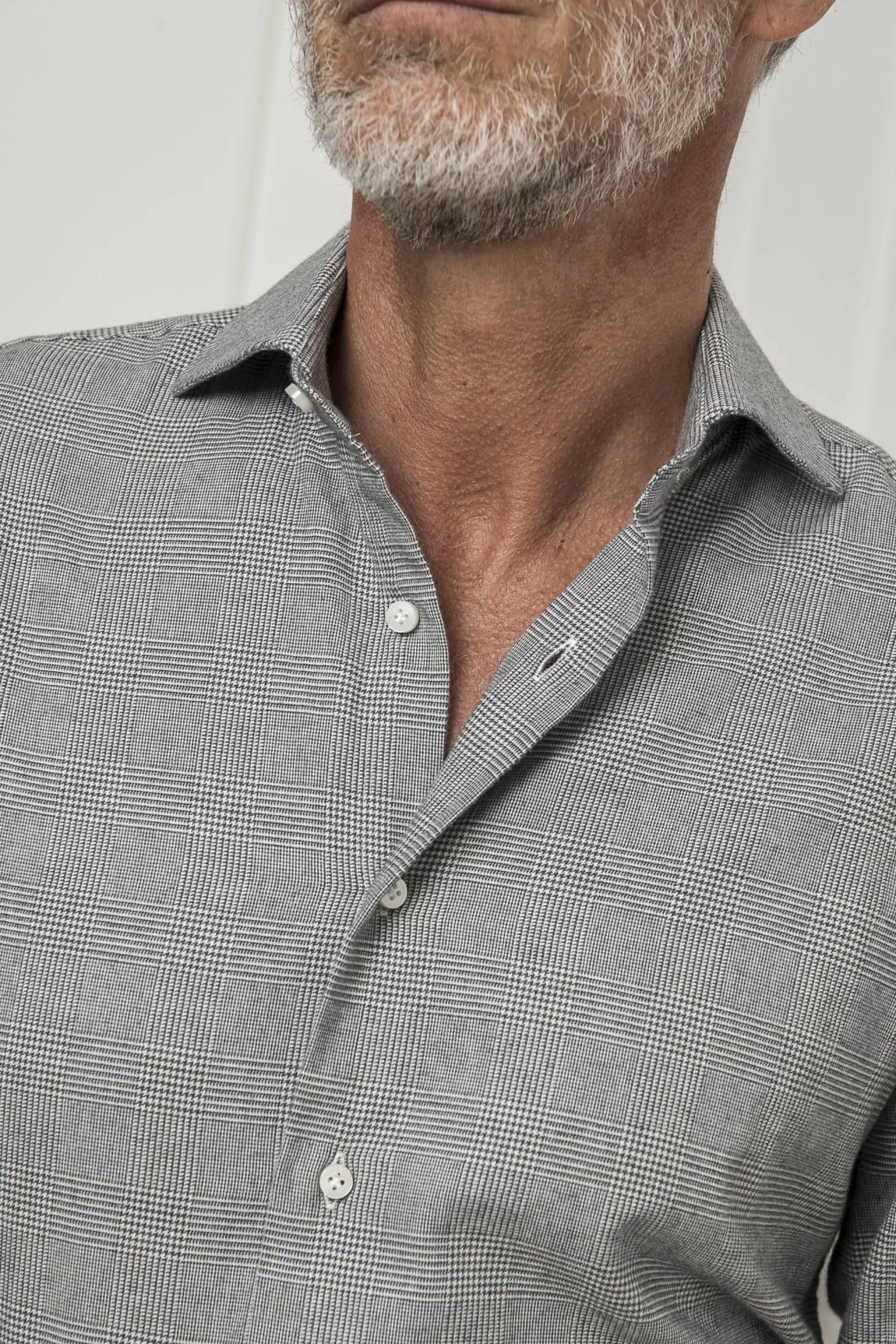 Grey Prince Of Wales Shirt - Made In Italy | Pini Parma Online