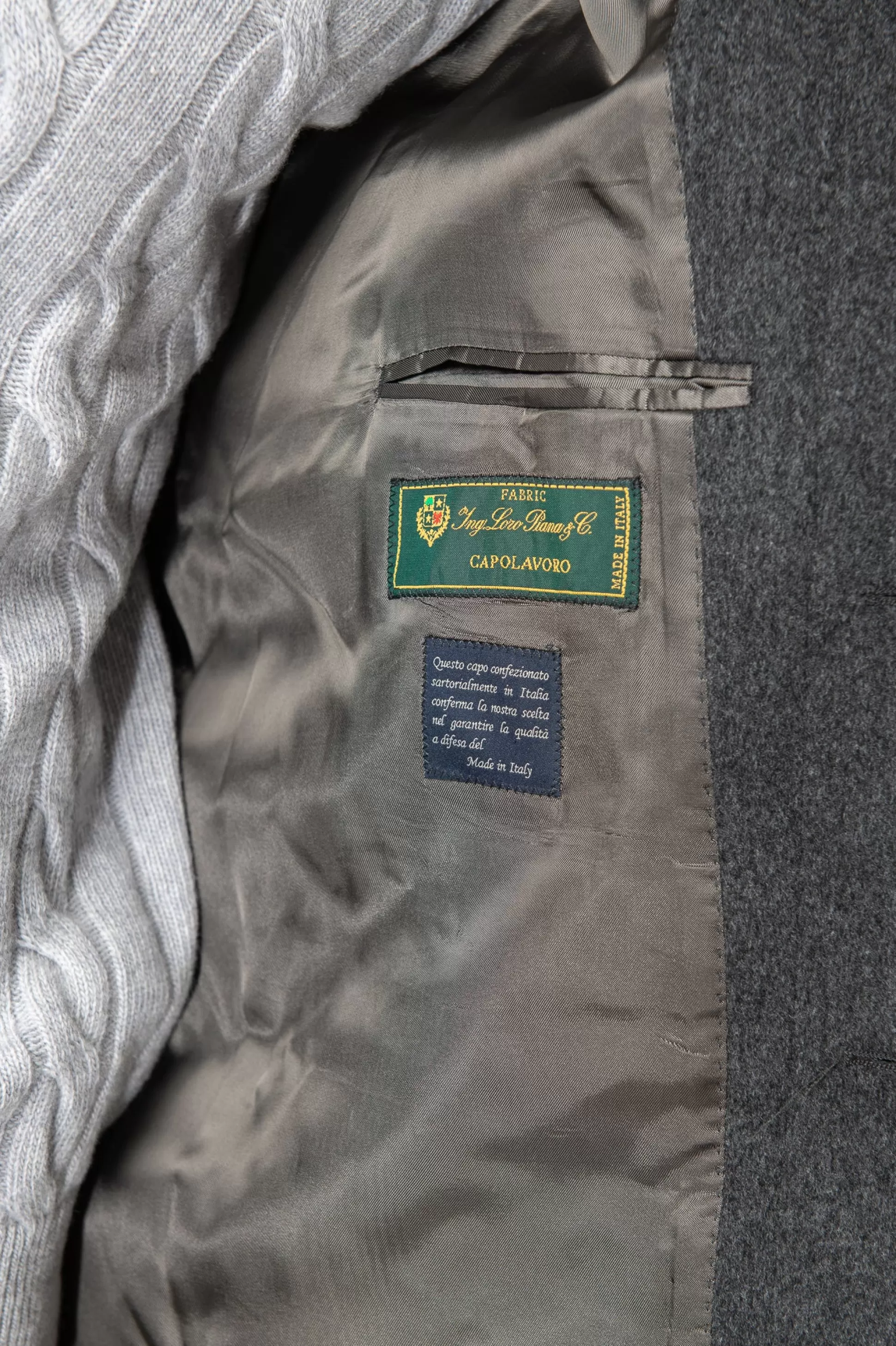 Grey Raglan Coat In Loro Piana Wool – Made In Italy | Pini Parma Store