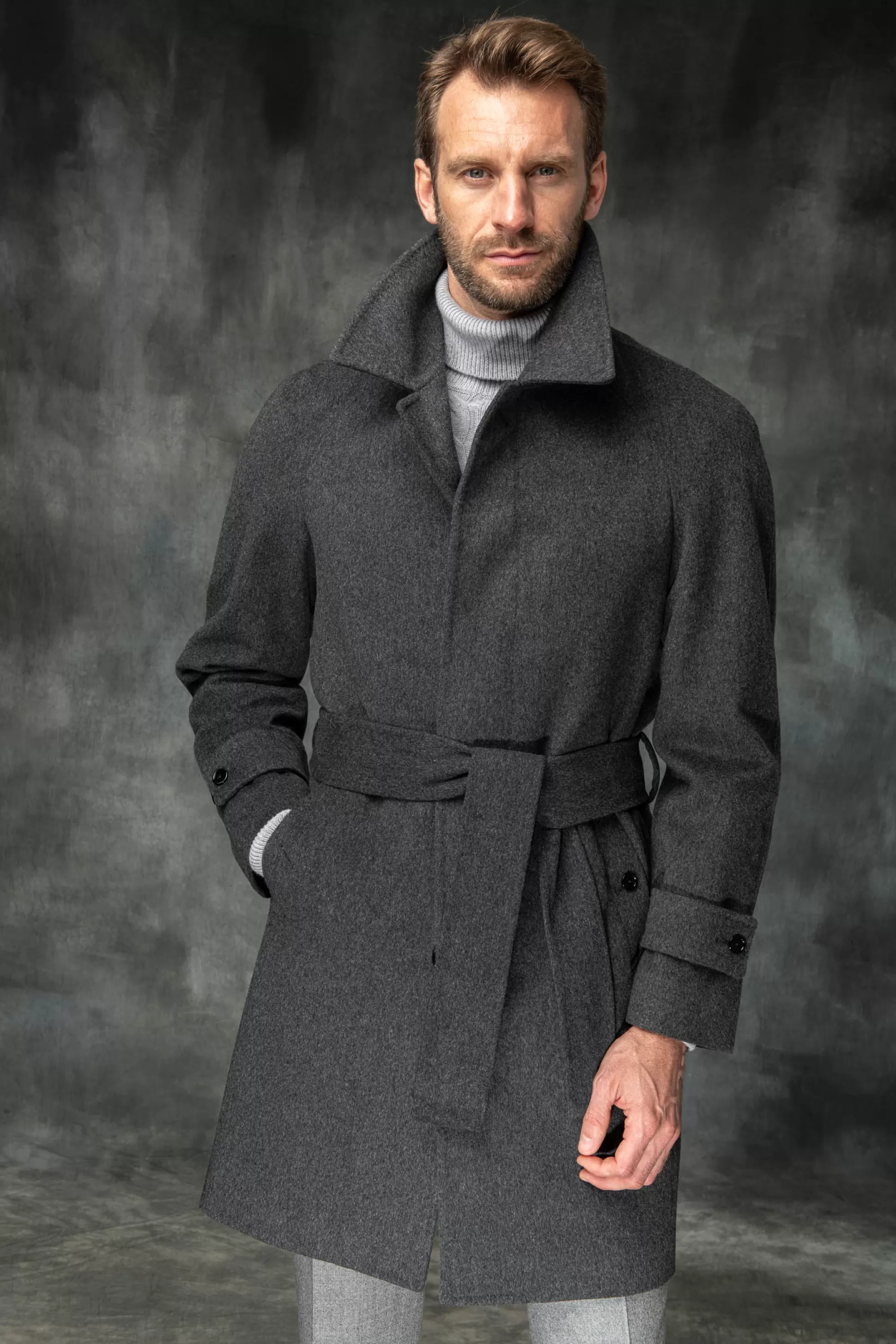 Grey Raglan Coat In Loro Piana Wool – Made In Italy | Pini Parma Store