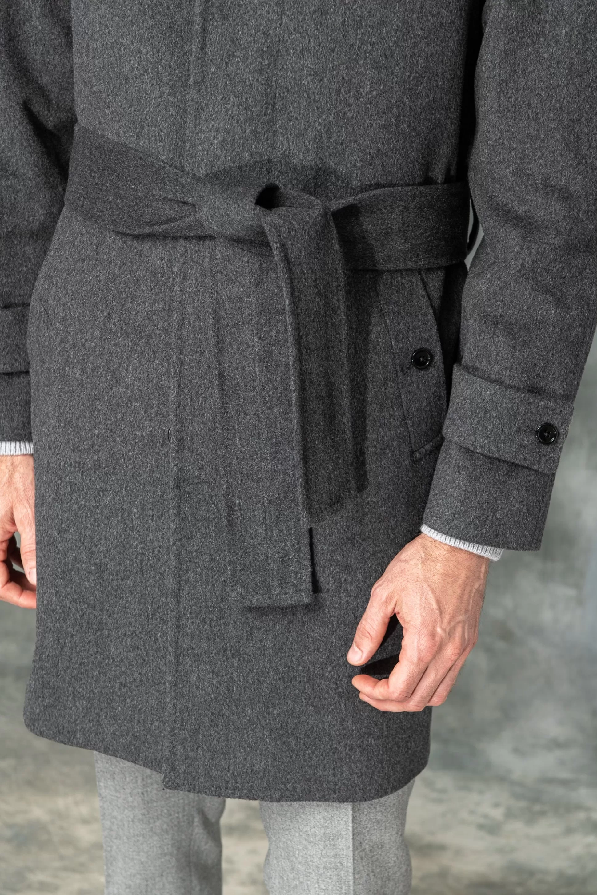 Grey Raglan Coat In Loro Piana Wool – Made In Italy | Pini Parma Store