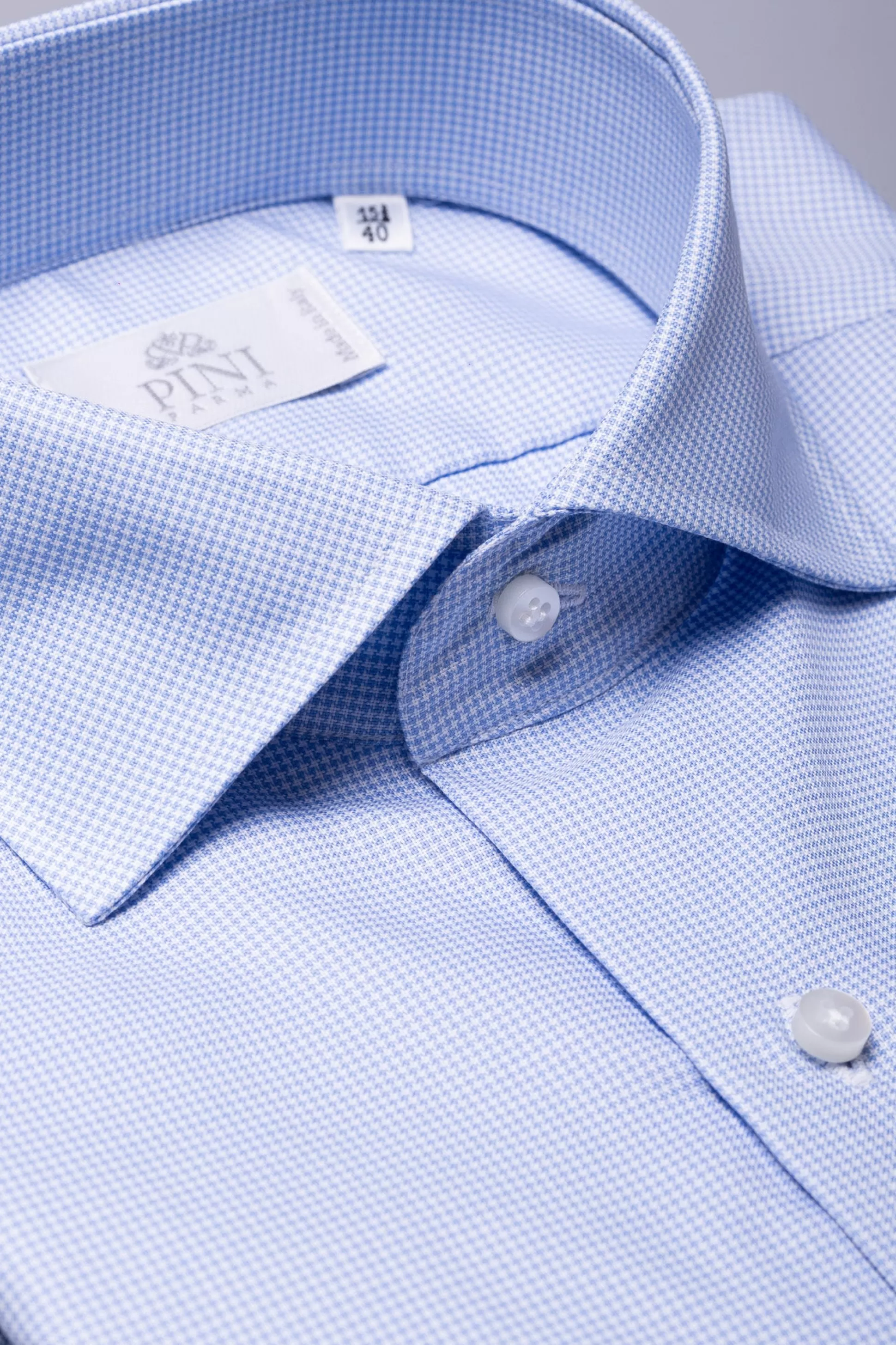 Houndstooth Light Blue Shirt - Made In Italy | Pini Parma Store