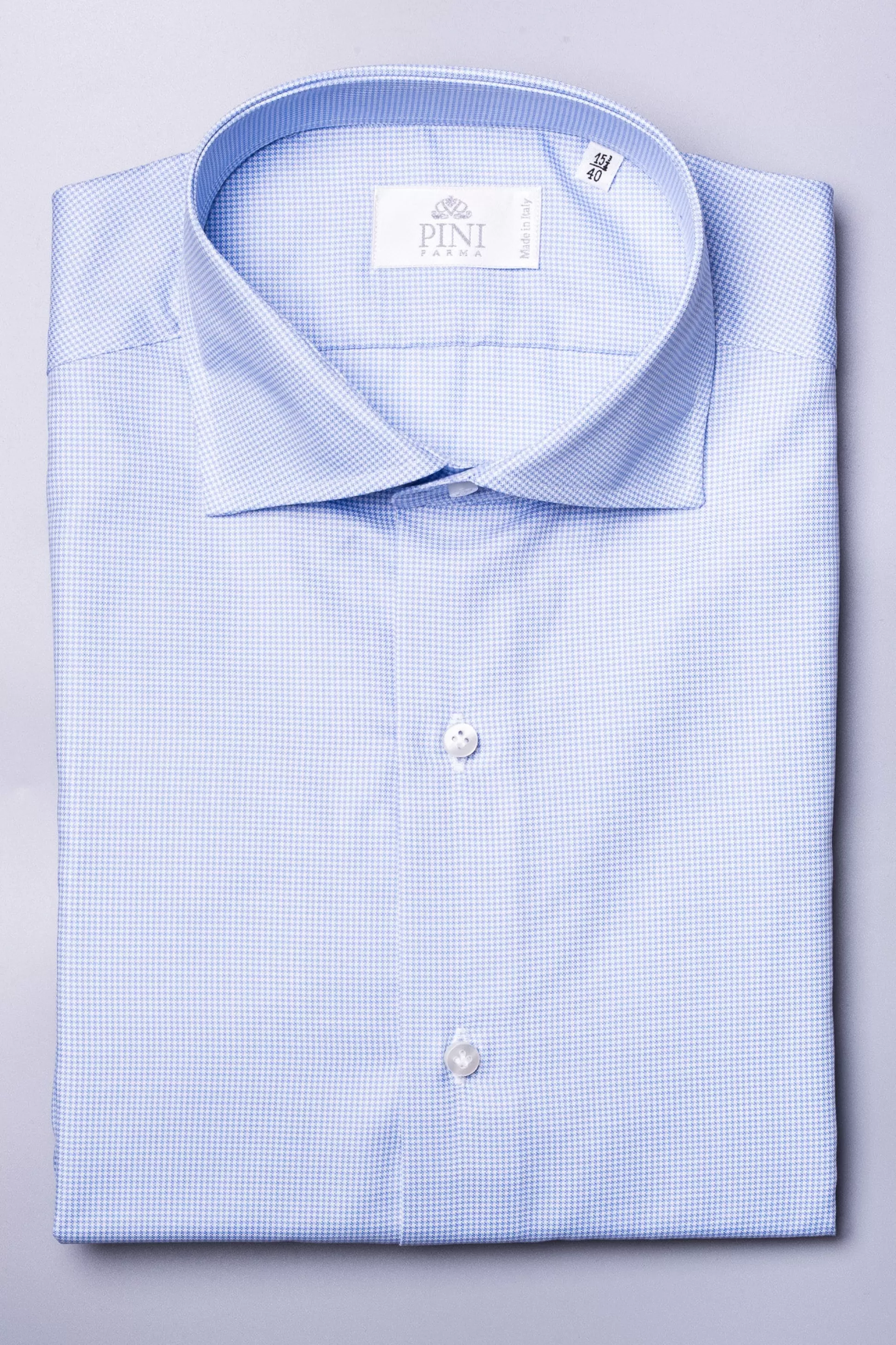 Houndstooth Light Blue Shirt - Made In Italy | Pini Parma Store