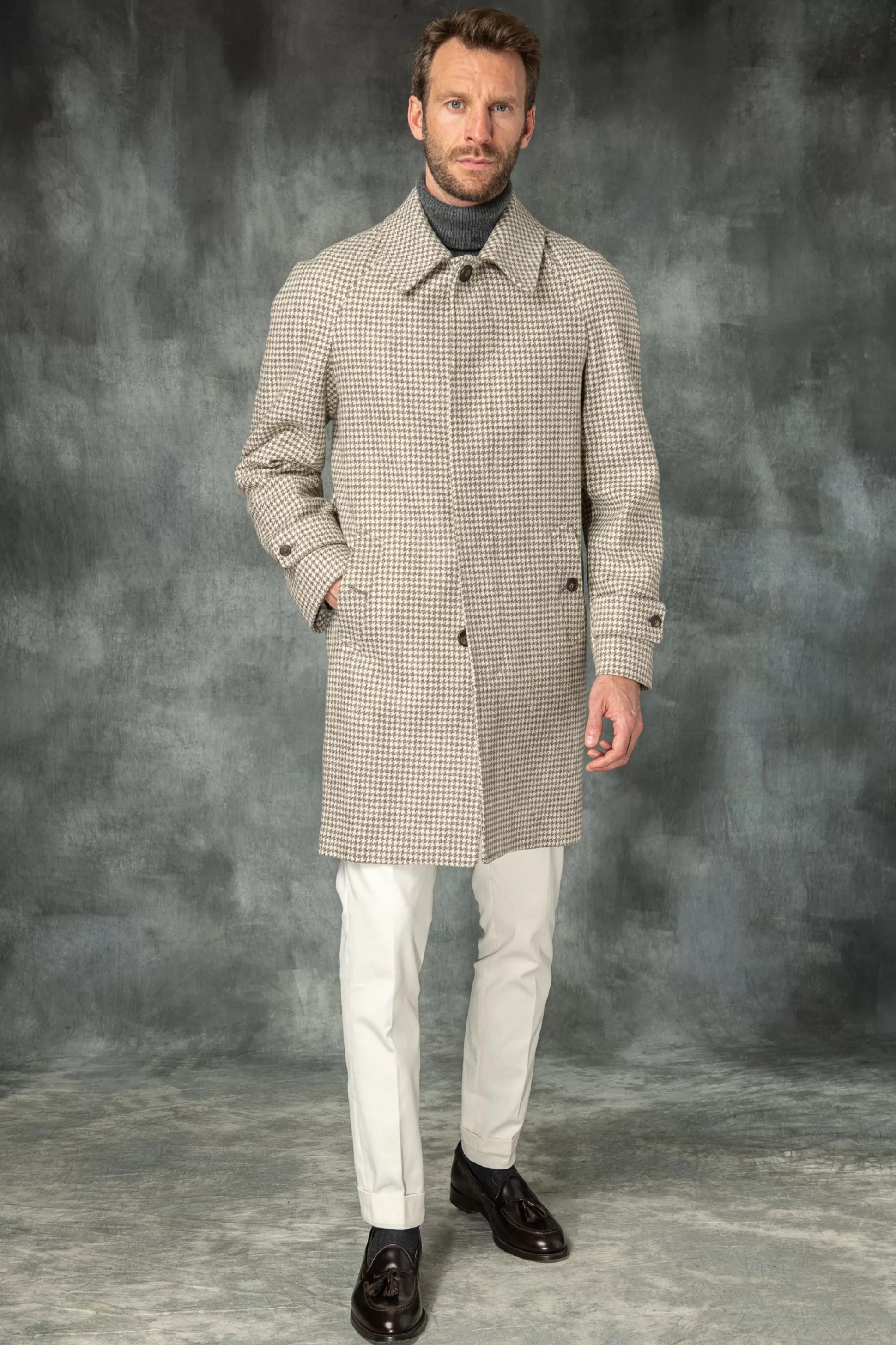 Houndstooth Raglan Coat – Made In Italy | Pini Parma Clearance