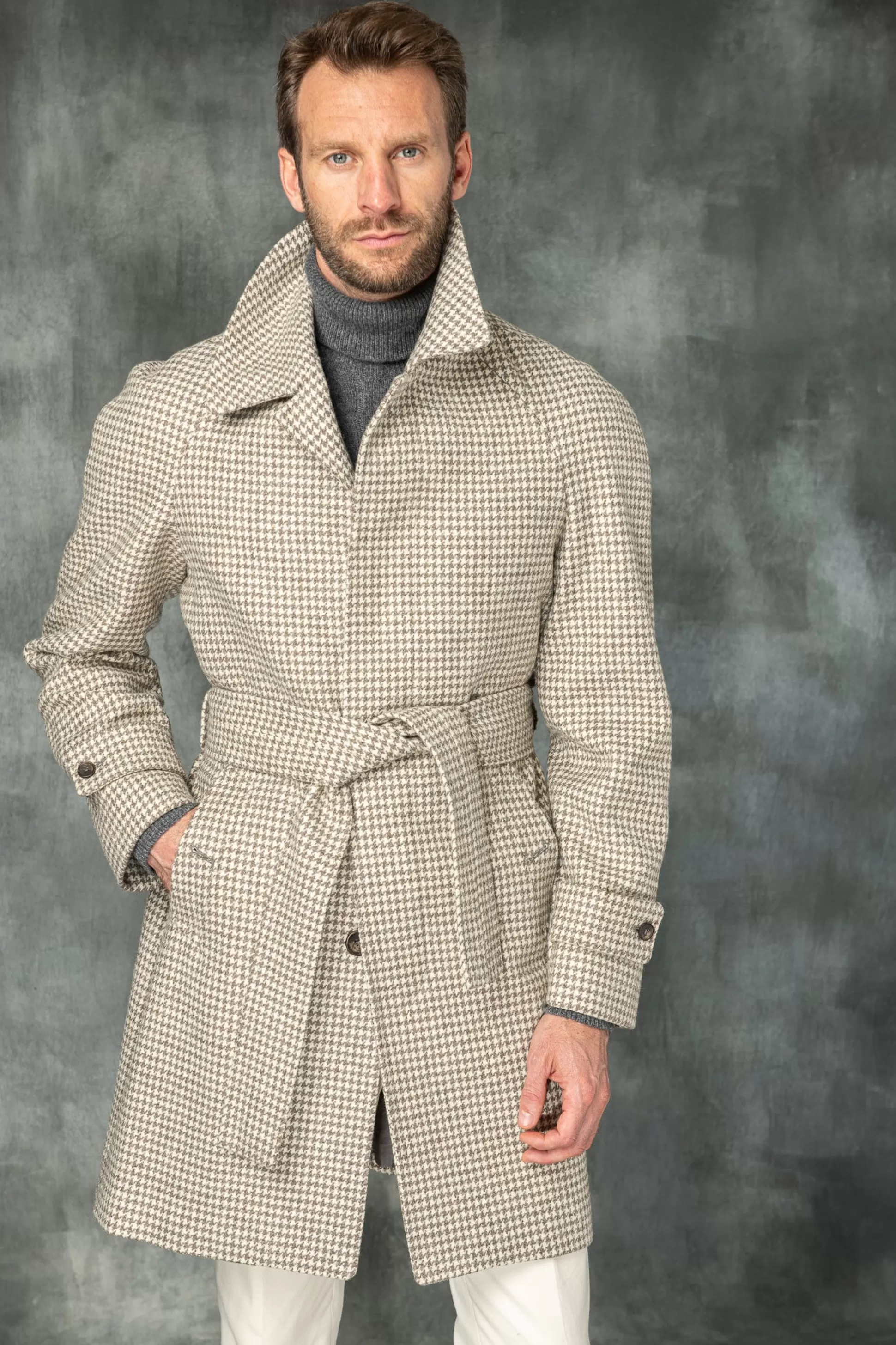 Houndstooth Raglan Coat – Made In Italy | Pini Parma Clearance