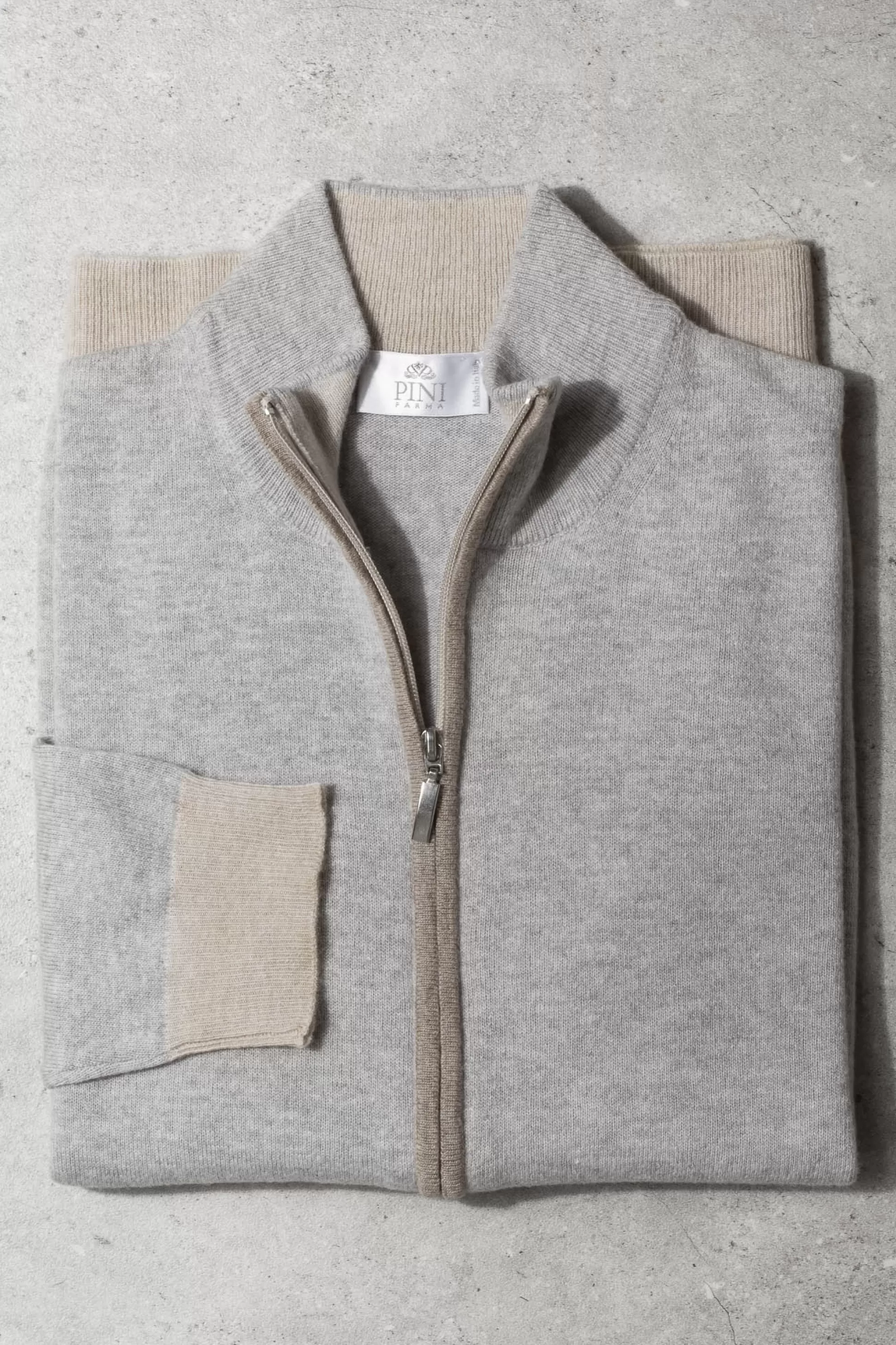 Ice And Taupe Full Zip Cardigan – Made In Italy | Pini Parma Sale