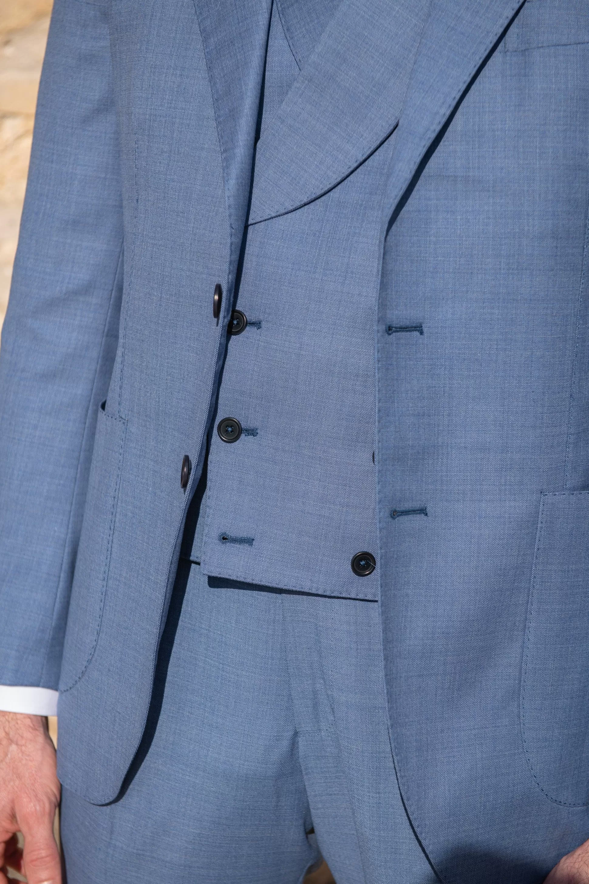 Light Blue Double Breasted Waistcoat "Made To Order" - Made In Italy | Pini Parma Cheap
