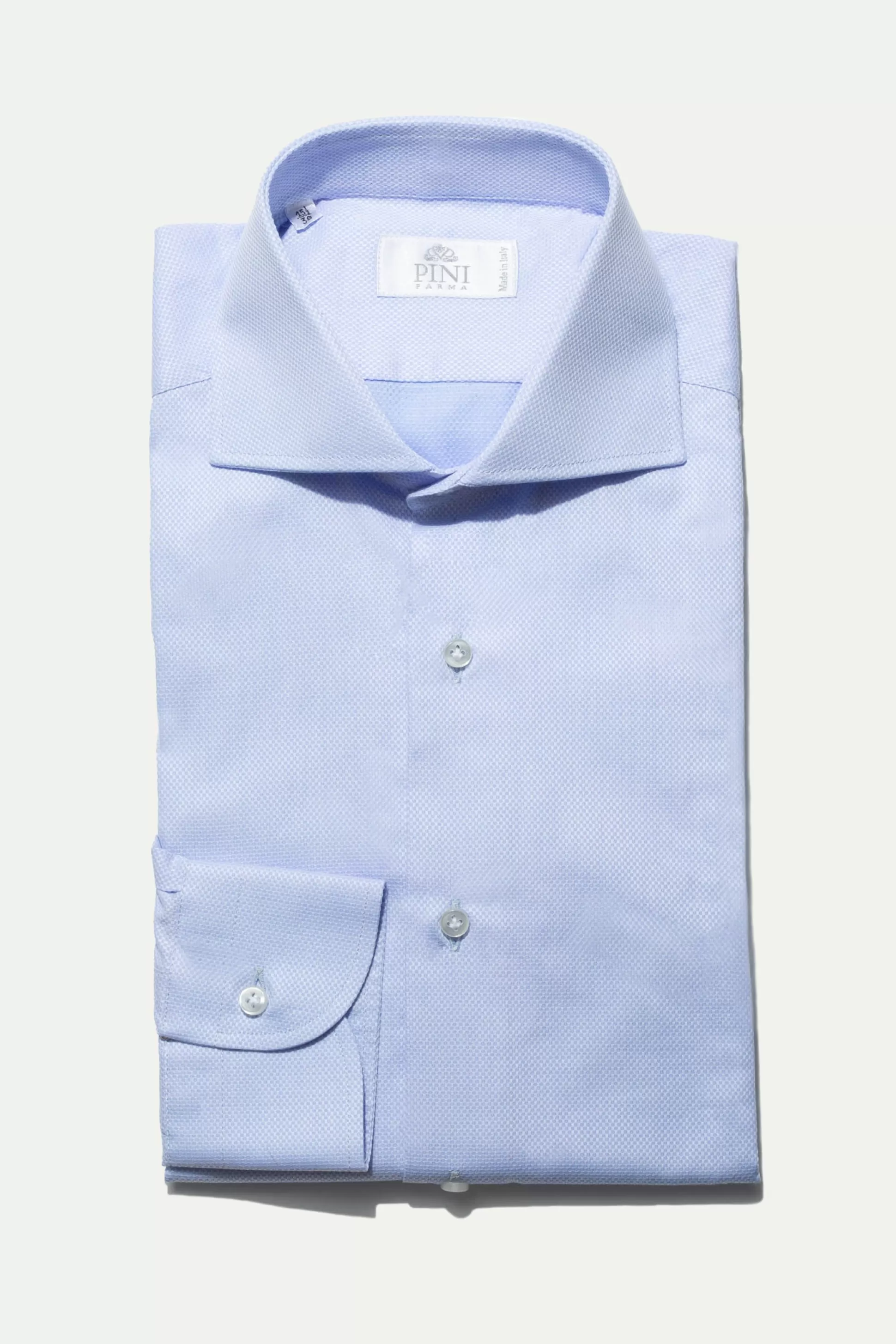 Light Blue Micro Fancy Shirt - Made In Italy | Pini Parma Best