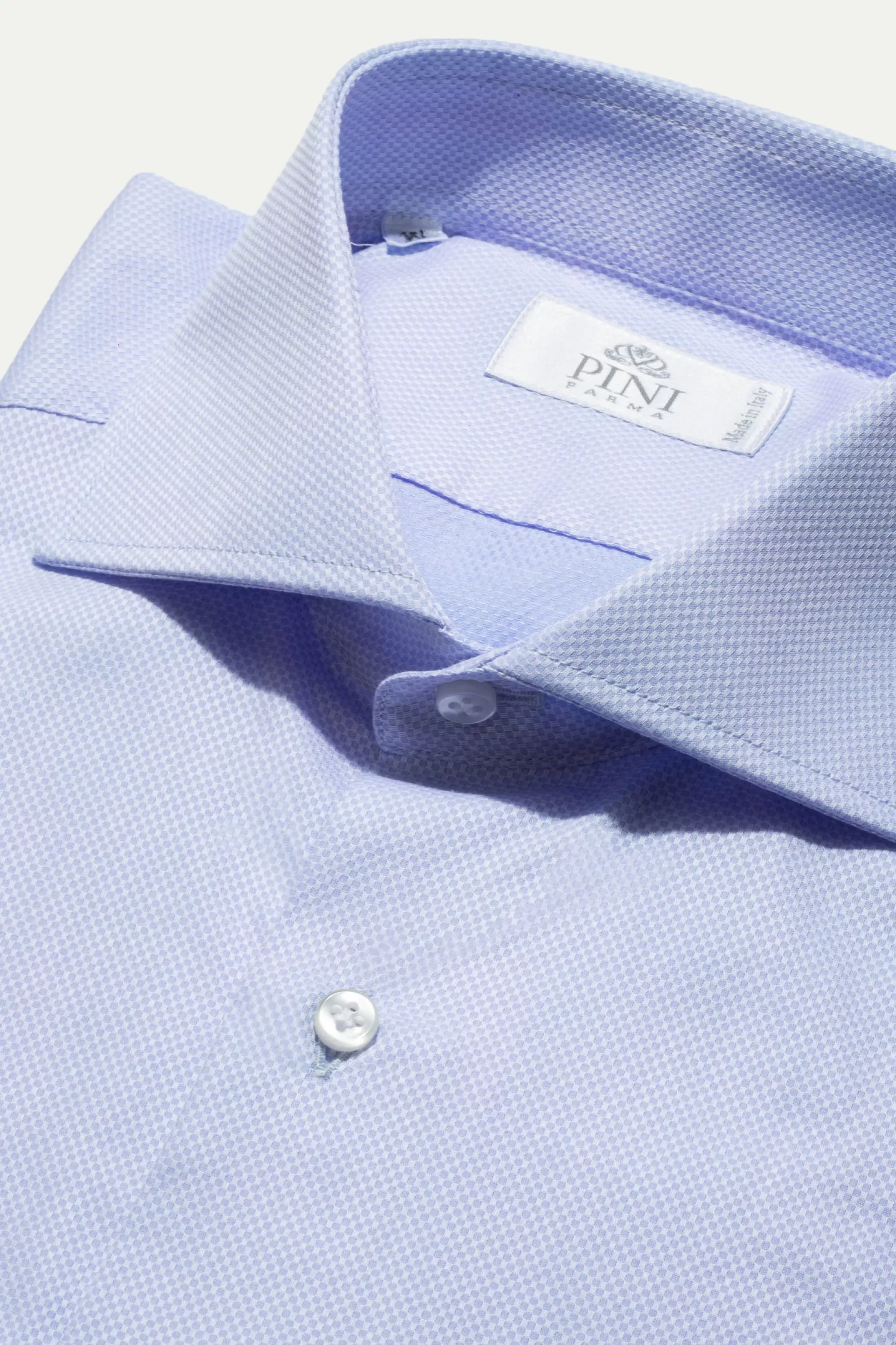 Light Blue Micro Fancy Shirt - Made In Italy | Pini Parma Best