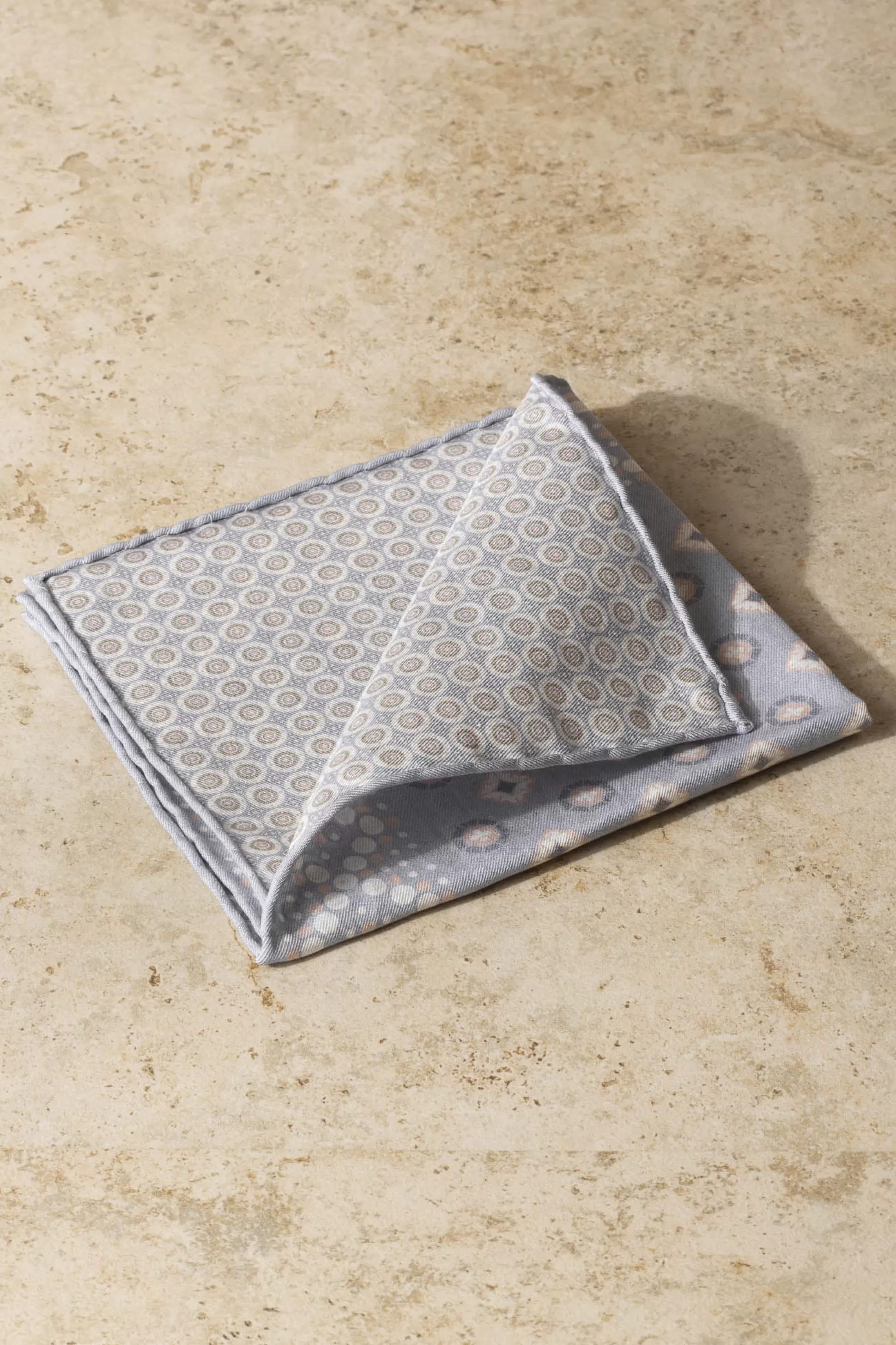 Light Blue Patterned Reversible Pocket Square - Made In Italy | Pini Parma Store