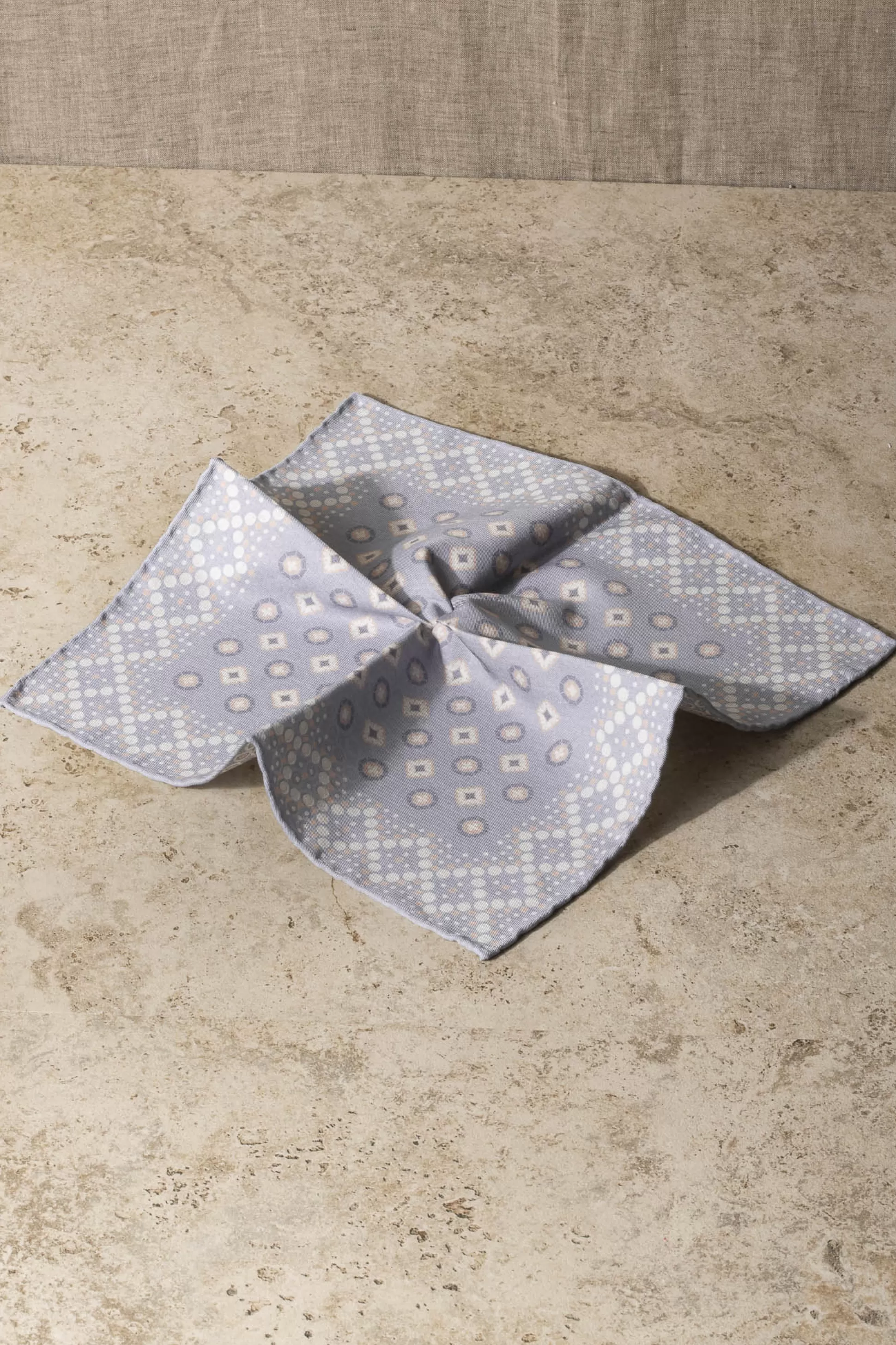 Light Blue Patterned Reversible Pocket Square - Made In Italy | Pini Parma Store