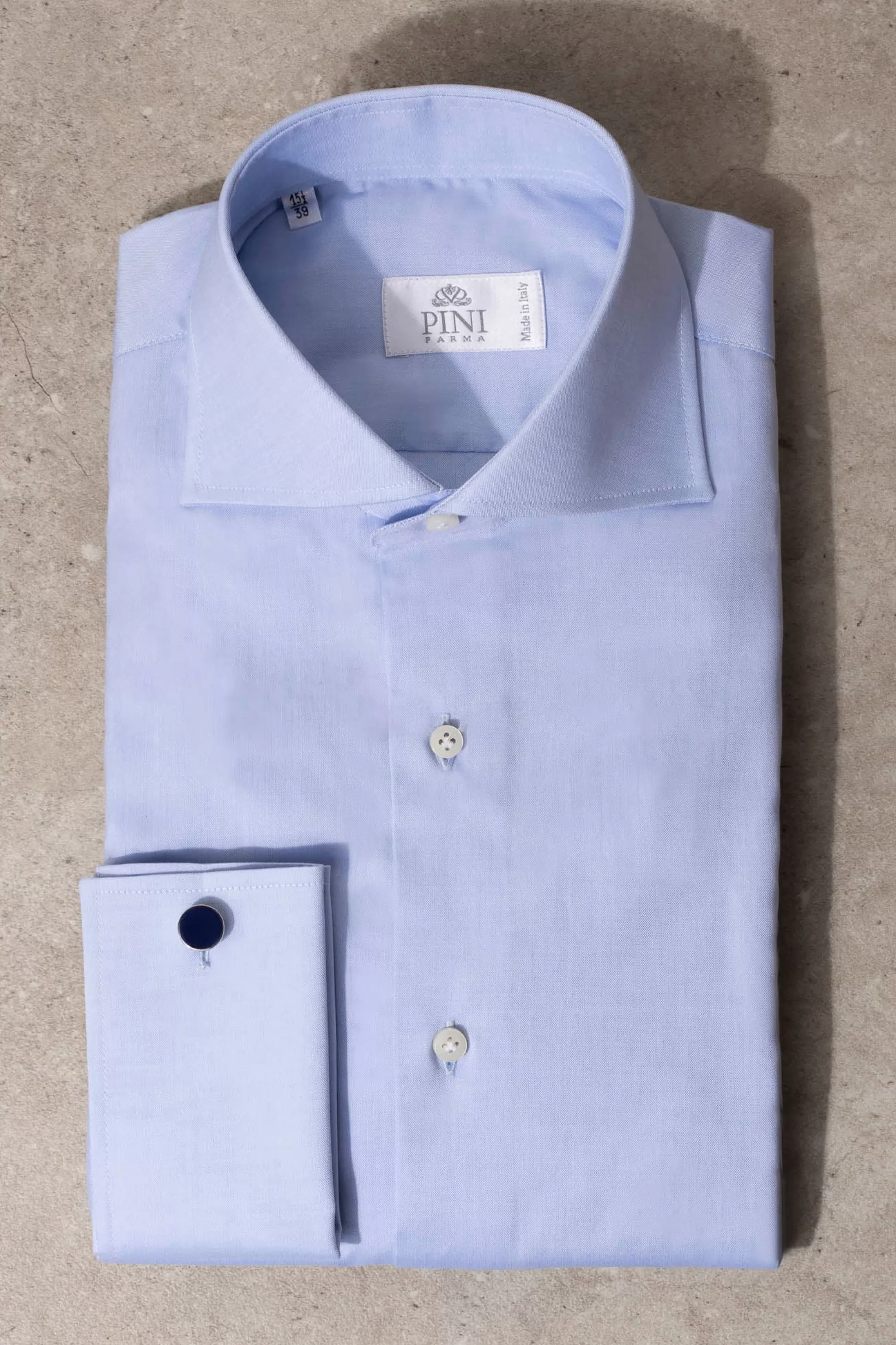 Light Blue Shirt With Double Cuff - Made In Italy | Pini Parma Outlet