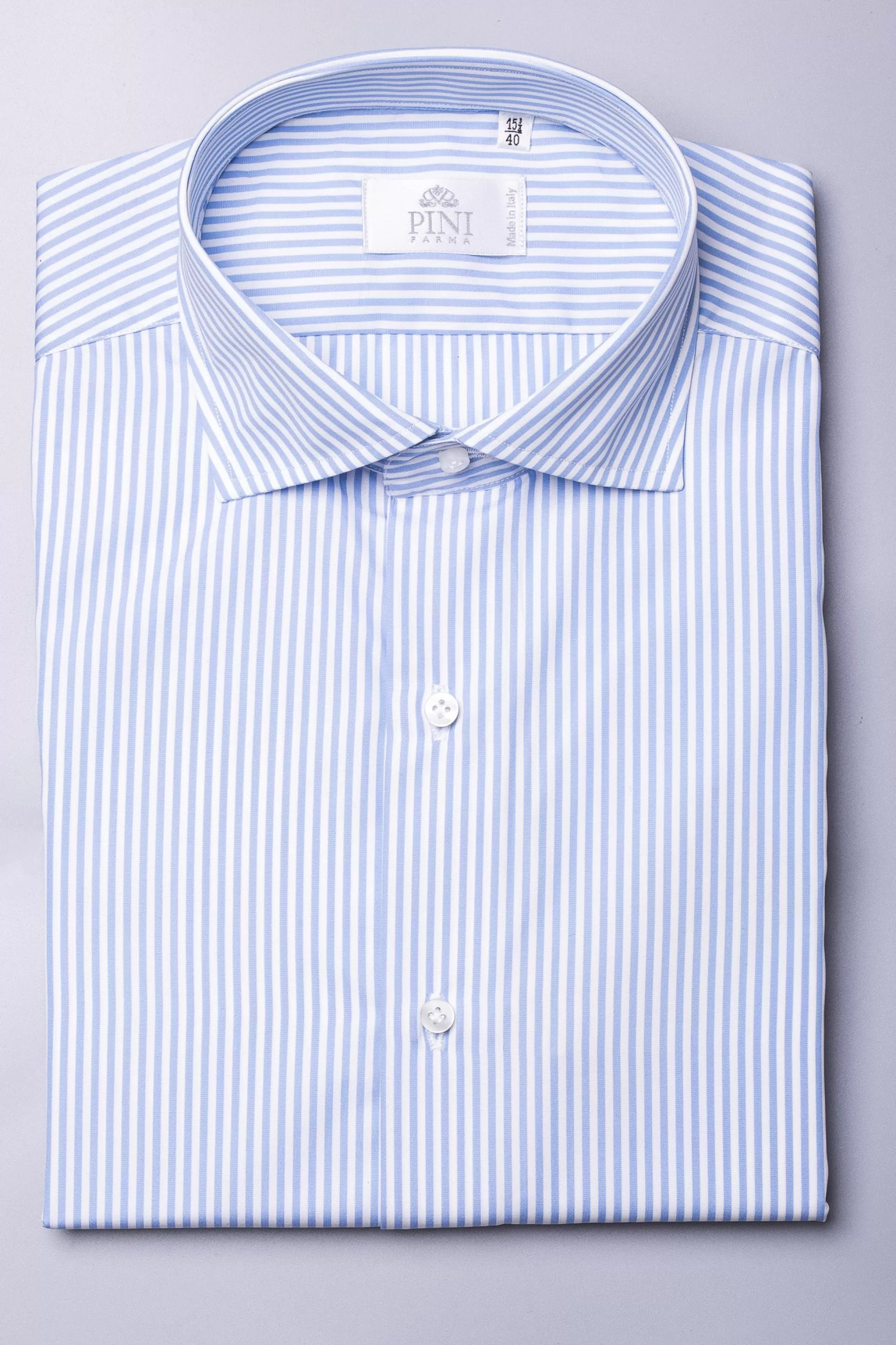 Light Blue Striped Shirt - Made In Italy | Pini Parma New