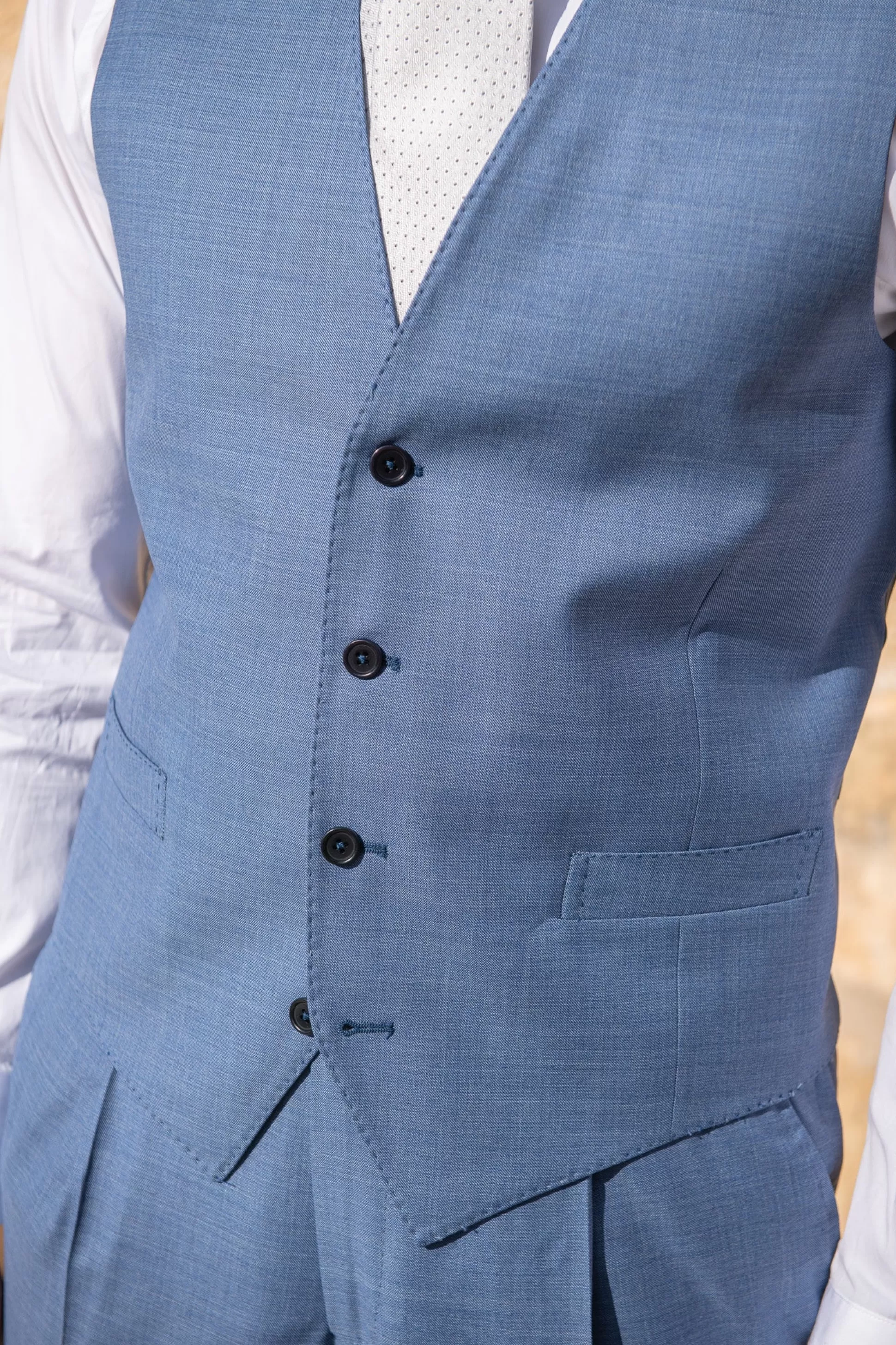 Light Blue Waistcoat "Made To Order" - Made In Italy | Pini Parma Sale