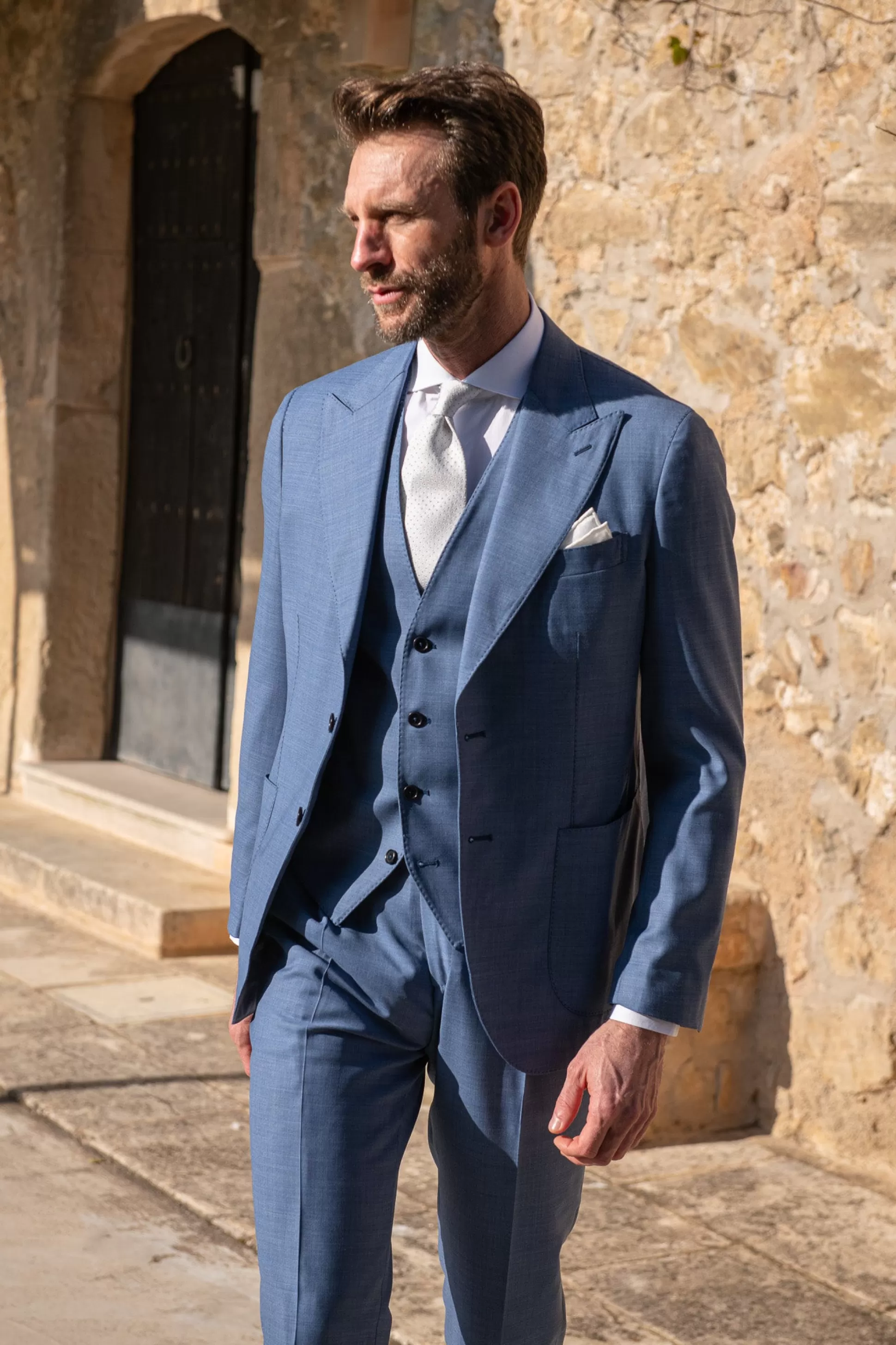 Light Blue Waistcoat "Made To Order" - Made In Italy | Pini Parma Sale