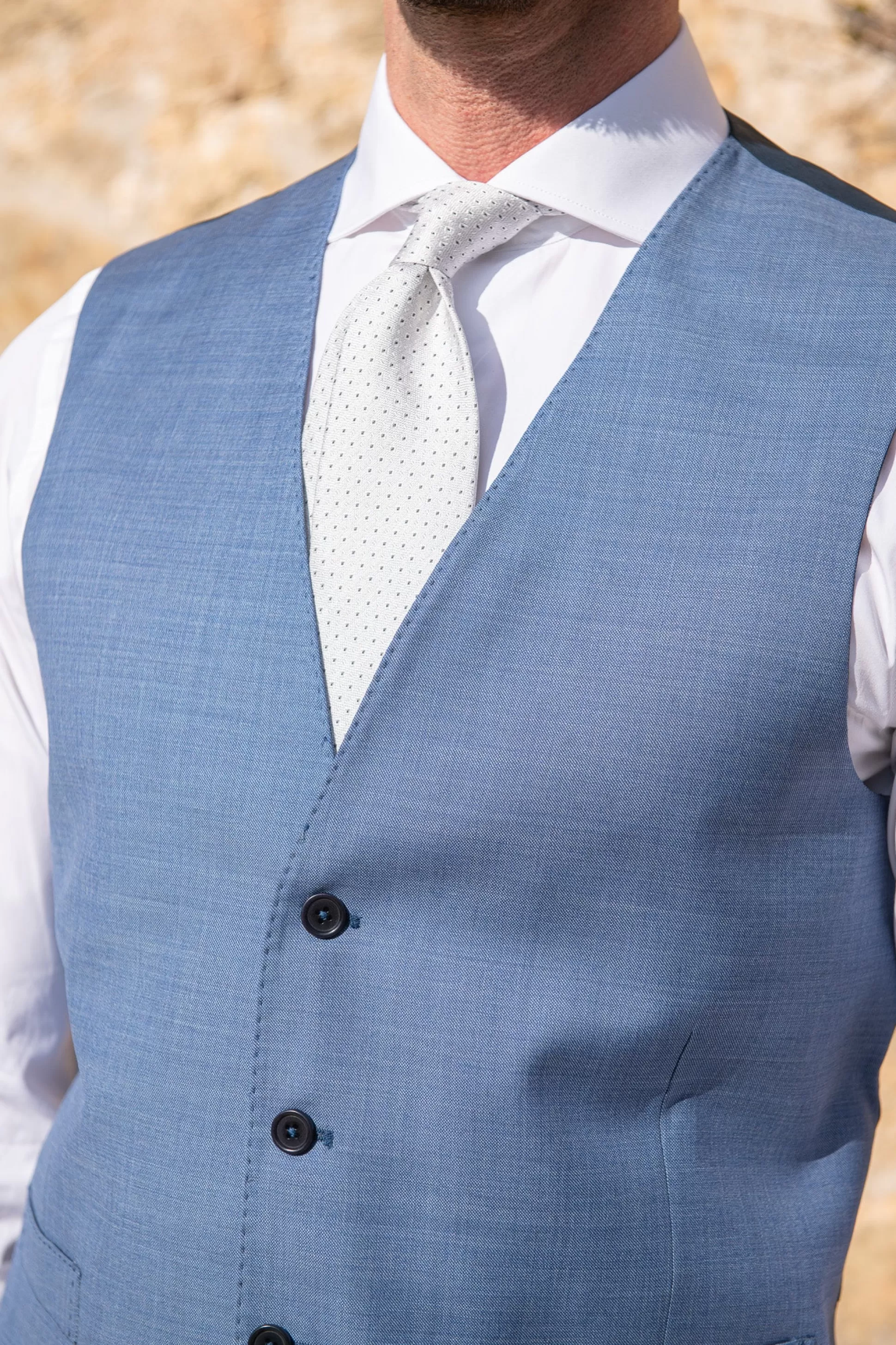 Light Blue Waistcoat "Made To Order" - Made In Italy | Pini Parma Sale